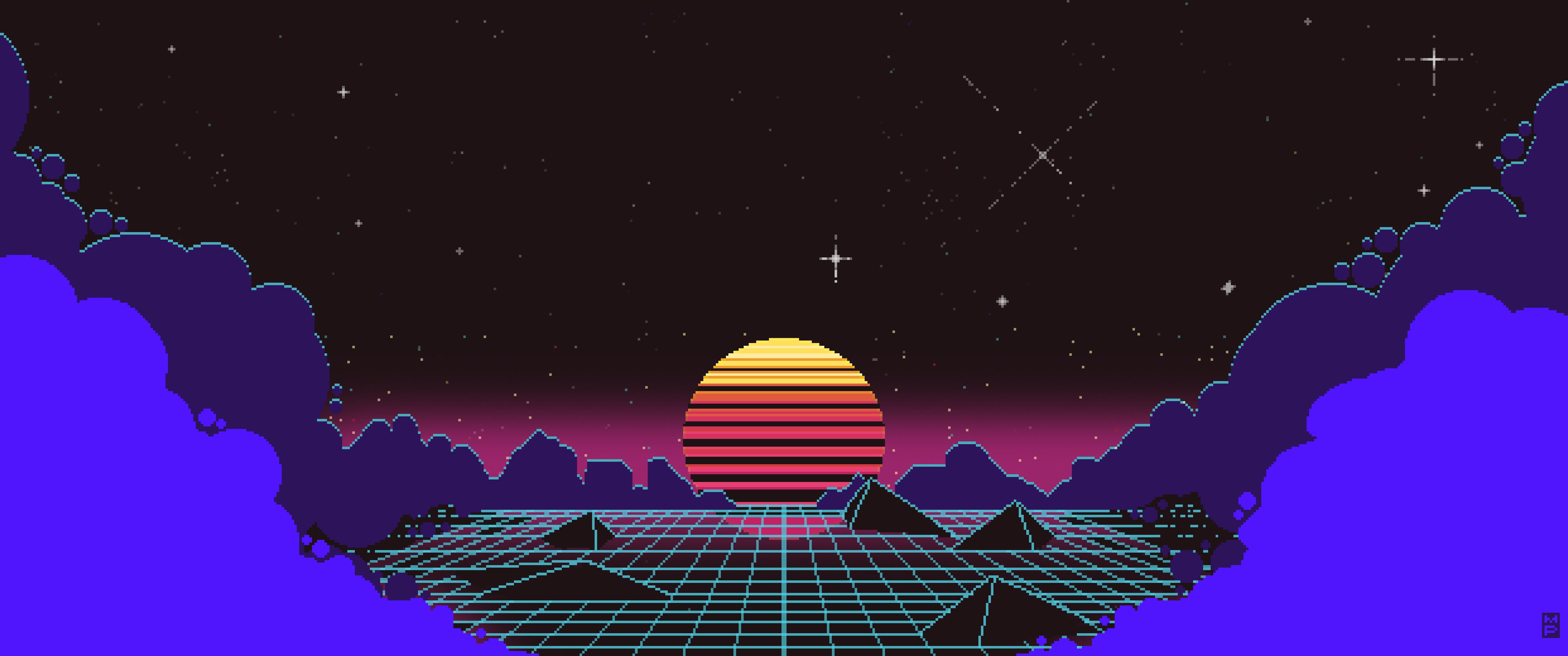 outrun, sunset, 5K, pixel, HD Wallpaper