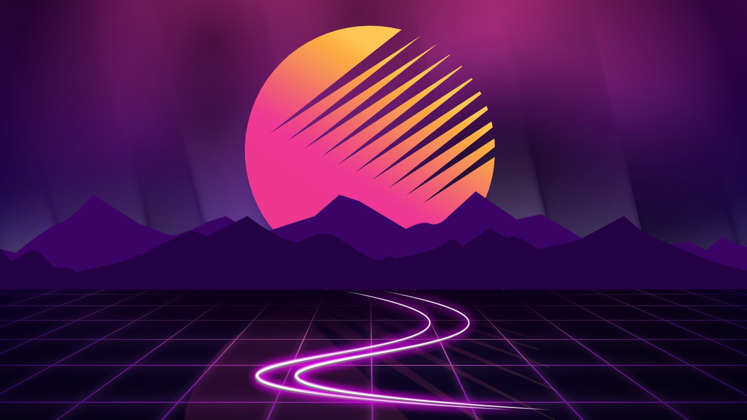 2K, outrun, purple, cyberwave, HD Wallpaper