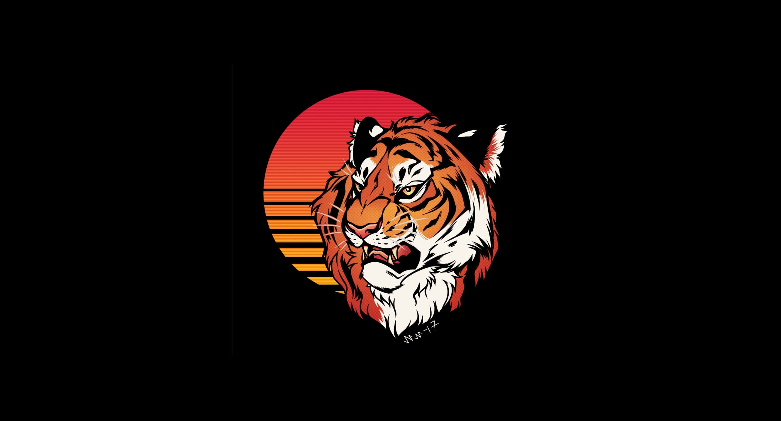 Tiger, 2K, Maija " Noro Nori" Mehtala, by Maija "Trickle Nori" Mehtälä, Cat, Retrowave, Synth, Mary "Trickle Nori" Mehtälä, Sintav, New Retro Wave, Synthwave, HD Wallpaper