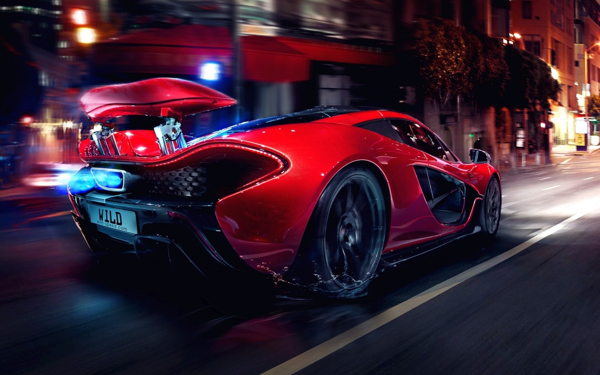 lights, supercars, 1920x1200, sports, glow, muscle, mclaren, tuning, art, motion, 1080P, red, night, cars, concept, spoiler, car, HD Wallpaper