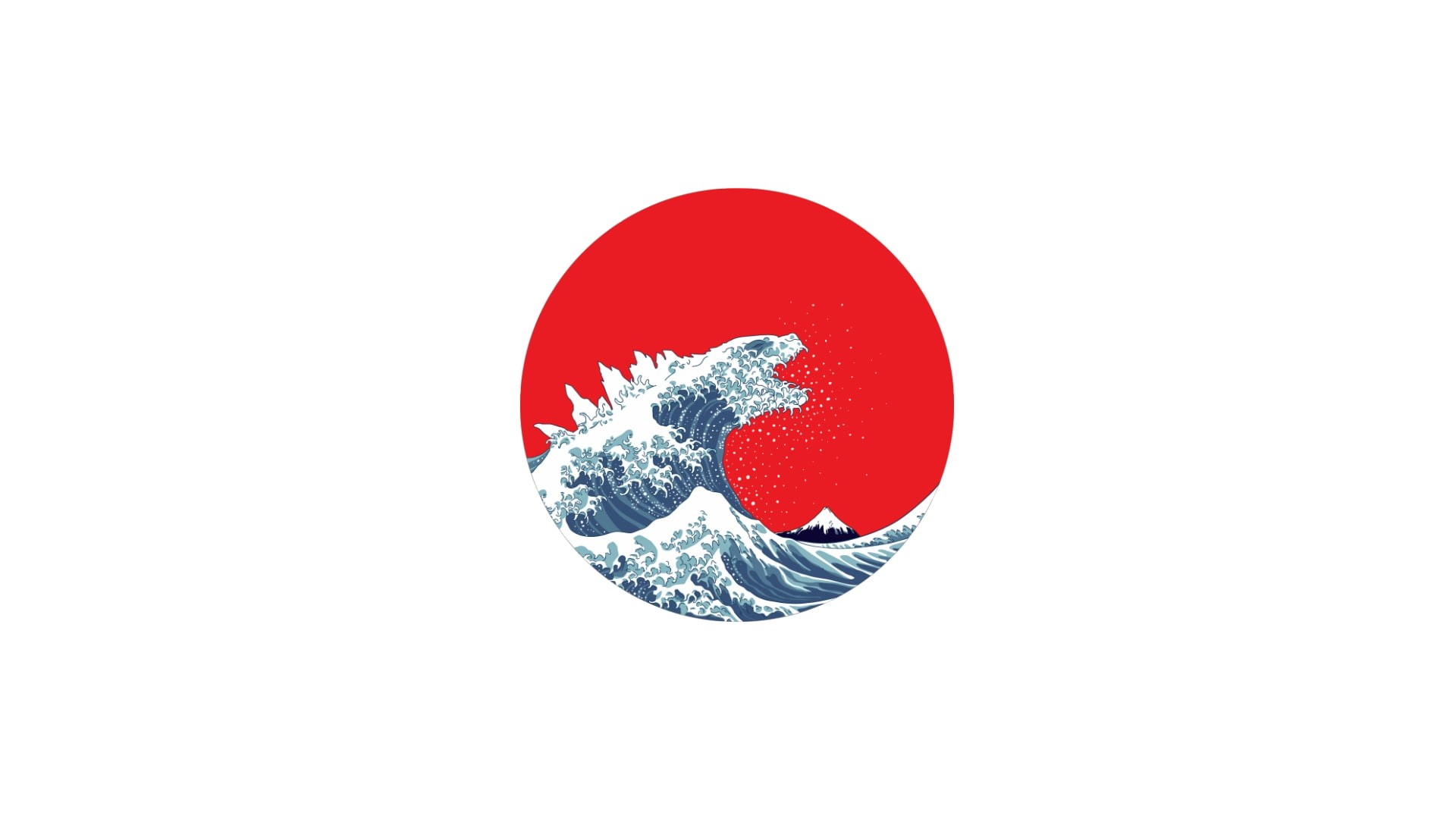 Godzilla, Japan, 1080P, minimalism, The Great Wave off Kanagawa, waves, HD Wallpaper
