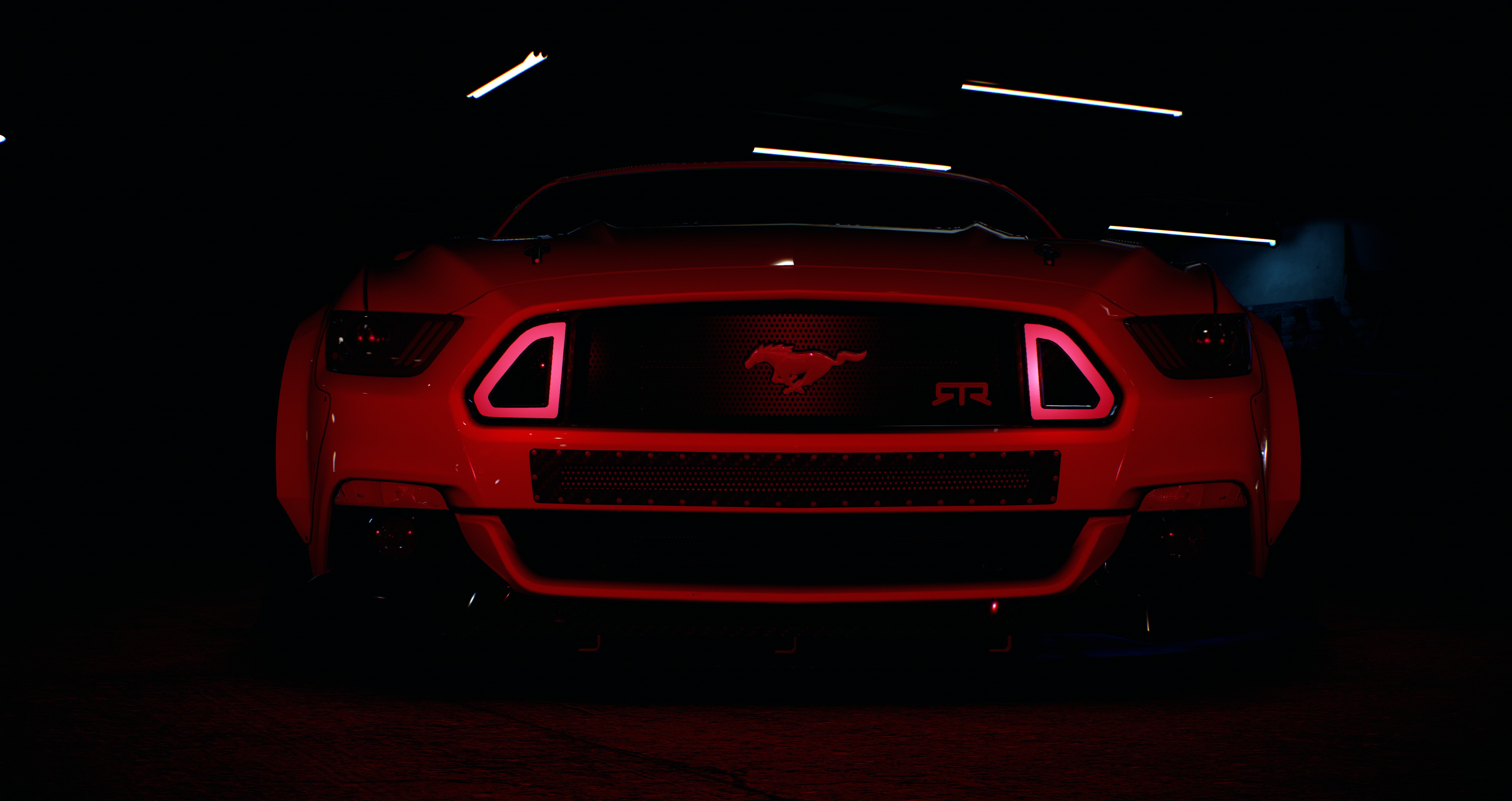illuminated, retro styled, transportation, Need for Speed, land vehicle, front view, lighting equipment, no people, red, indoors, stationary, accidents and disasters, HD Wallpaper