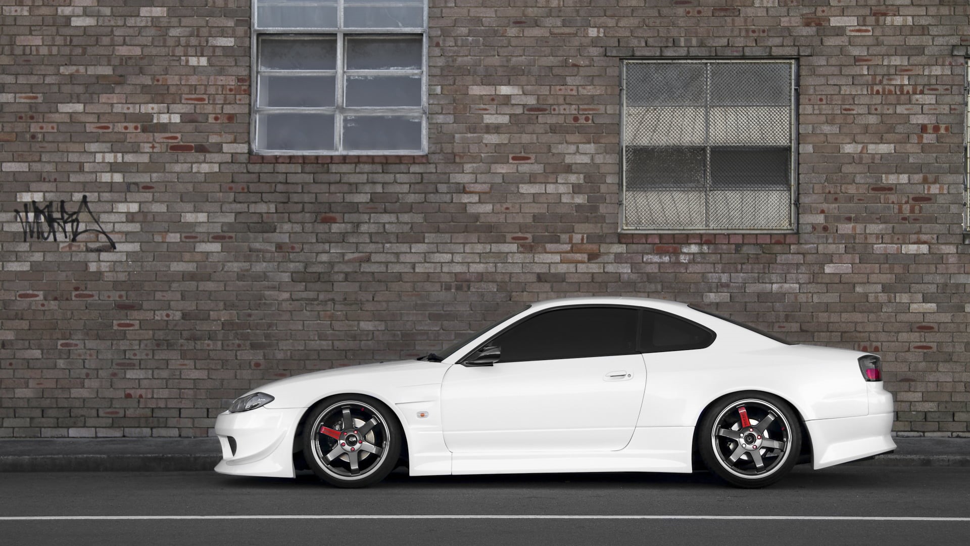 parking Lot, garage, building exterior, transportation, shiny, white, red, 1080P, sports Car, status Car, supercar, tuning, wheel, brick wall, black Color, HD Wallpaper