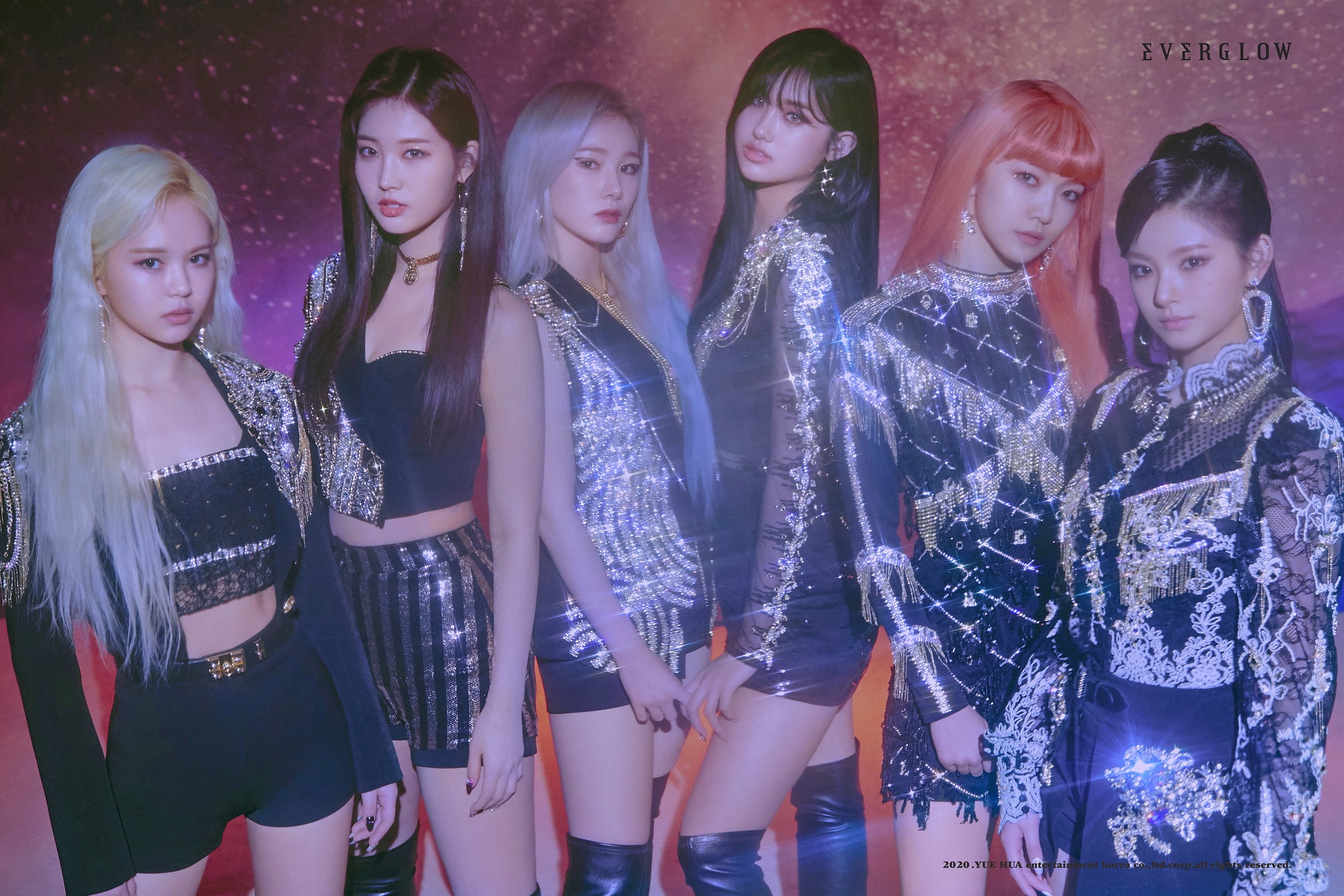 Wang Yiren, Onda (Jo Serim), E:U (Park Jiwon), South Korea, Aisha (Heo Yoorim), Sihyeon (Kim Sihyeon), K-pop, band, EVERGLOW, 1080P, Mia (Han Eunji), HD Wallpaper