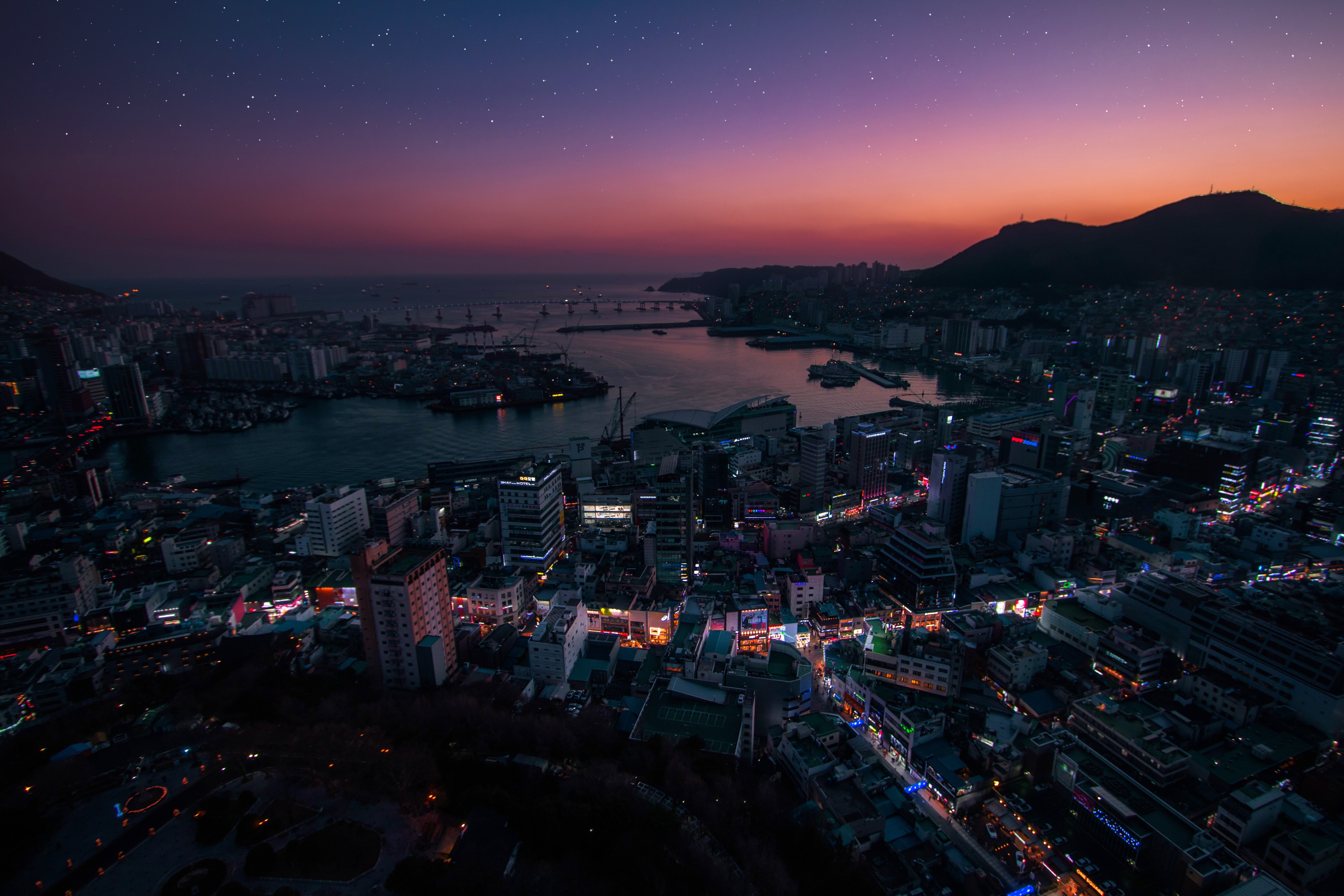 Night, South Korea, 5K, Cities, Busan, City, Cityscape, HD Wallpaper