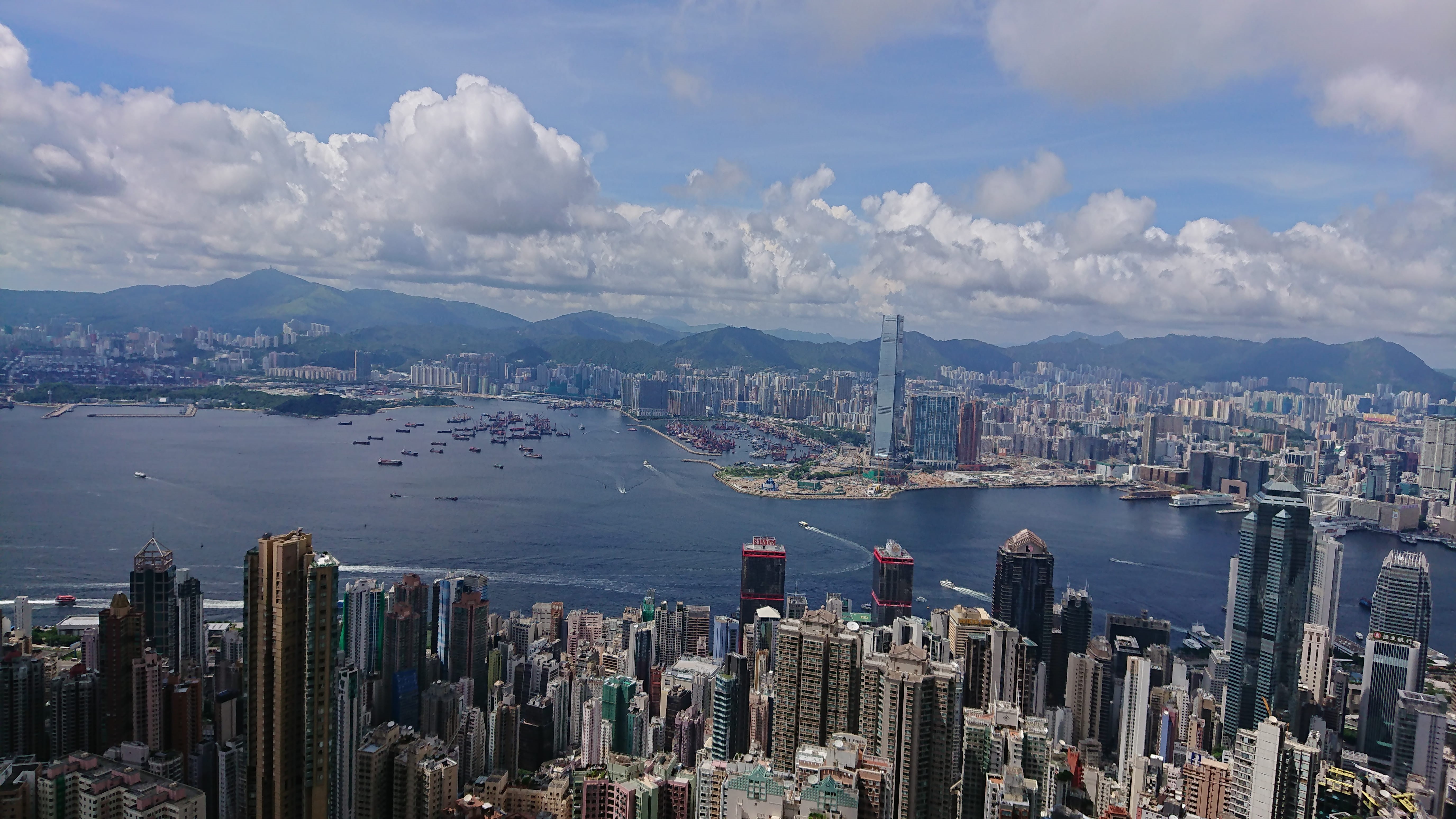 cityscape, modern, residential district, sky, water, building exterior, kowloon, built structure, day, nature, architecture, sea, no people, hong kong, HD Wallpaper