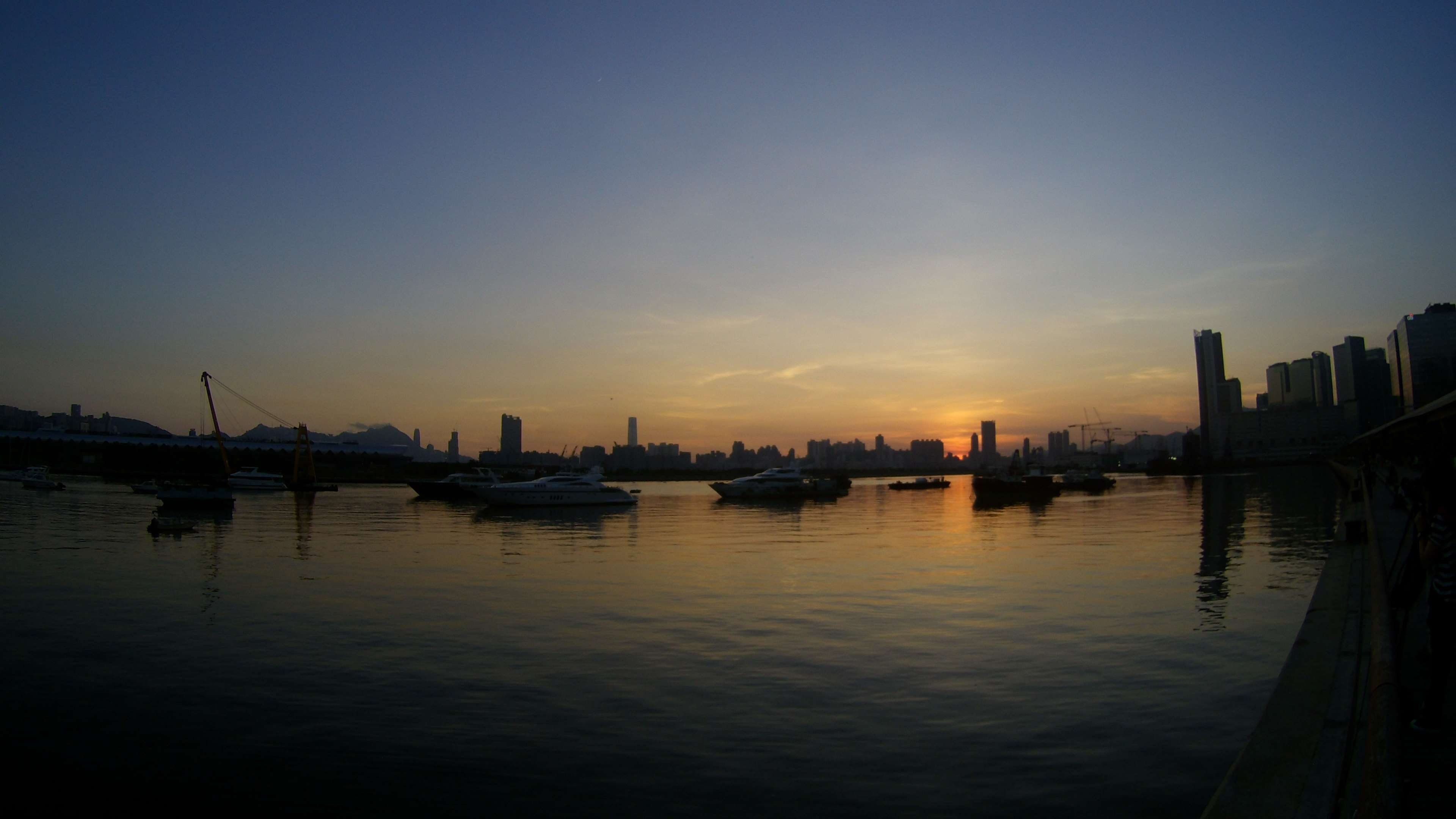4K, no people, city, reflection, sailboat, waterfront, nautical vessel, bay, kowloon hong kong, building, mode of transportation, sunset, office building exterior, HD Wallpaper