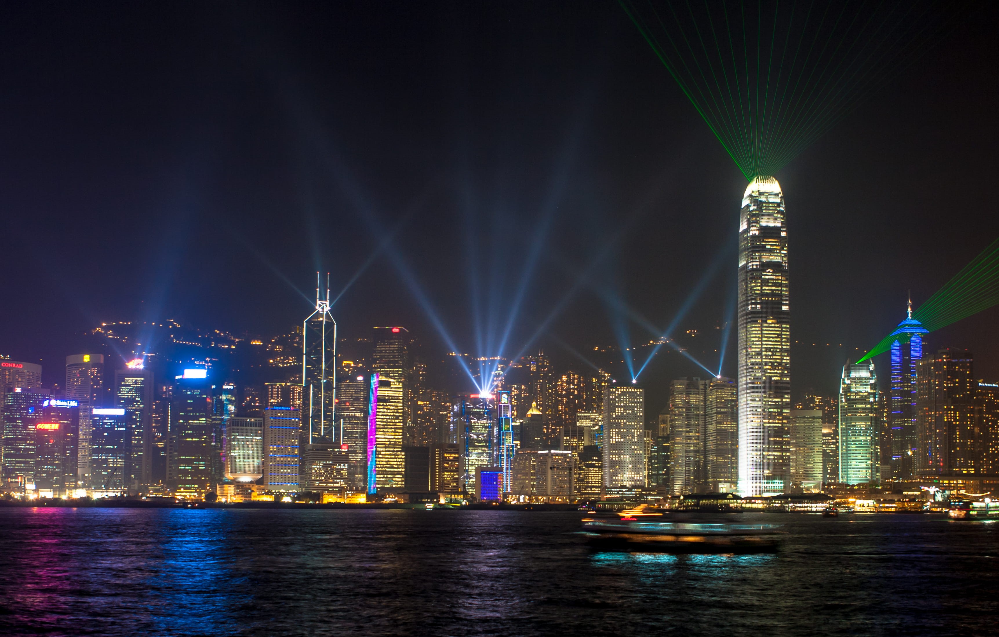 night, hong kong, nightlife, lights, waterfront, travel, outdoors, travelling, kowloon, building exterior, water, city, no people, architecture, HD Wallpaper