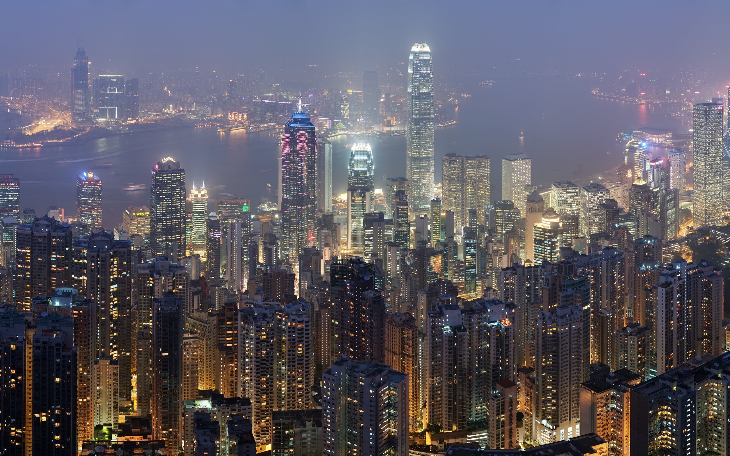 dusk, financial District, outdoors, office building exterior, china - East Asia, residential district, hong Kong, city, building, hong, aerial View, hdr, HD Wallpaper