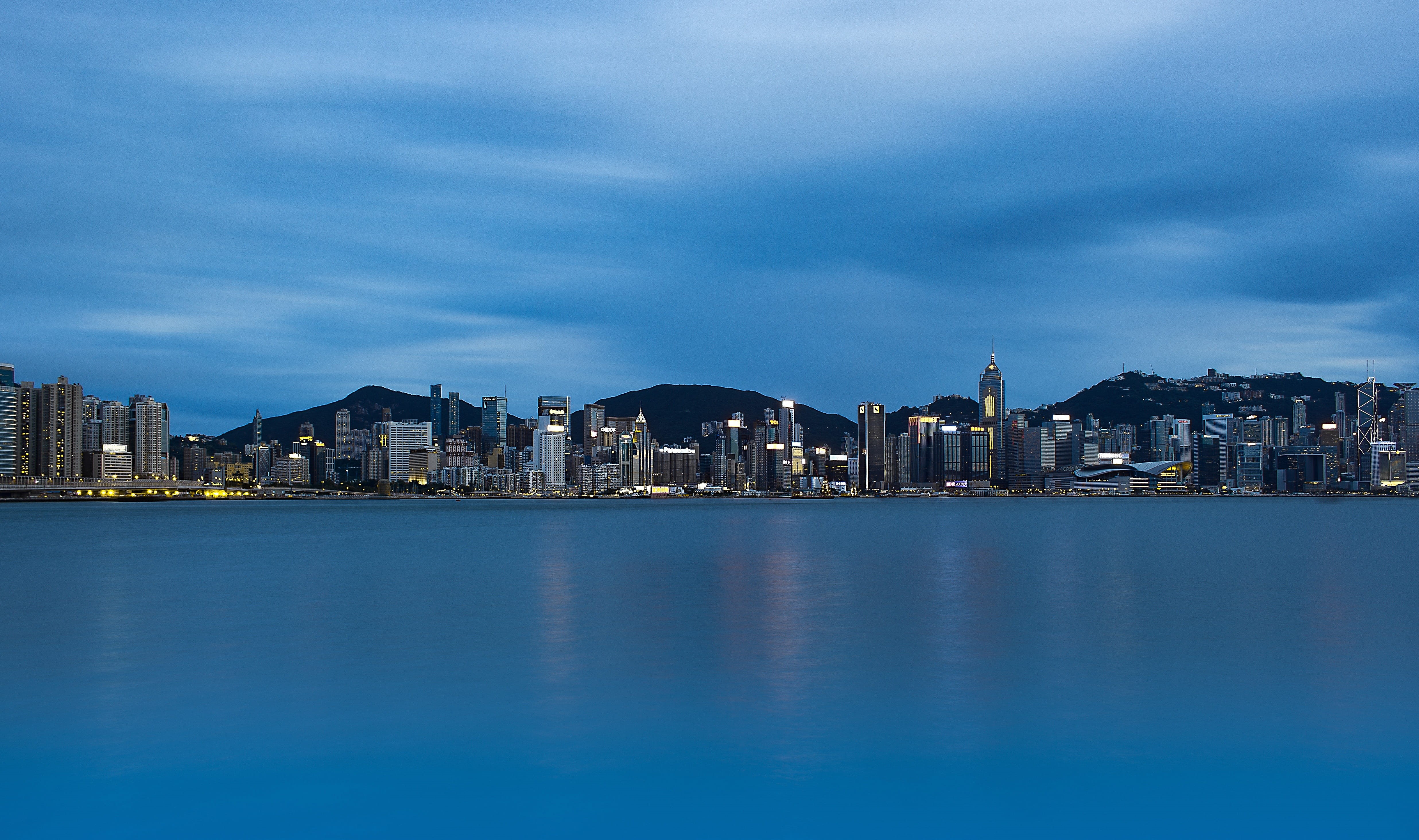 urban skyline, reflection, built structure, sky, modern, panorama, architecture, residential district, outdoors, no people, after, 4K, nobody, nature, HD Wallpaper
