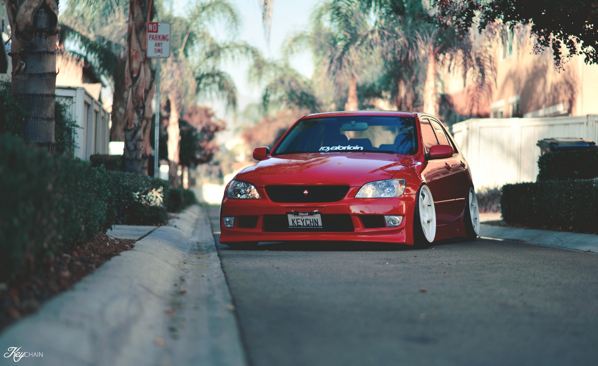 day, motor vehicle, selective focus, mode of transportation, red, 1080P, transportation, stance, tuning, plant, Lexus, the way forward, built structure, HD Wallpaper