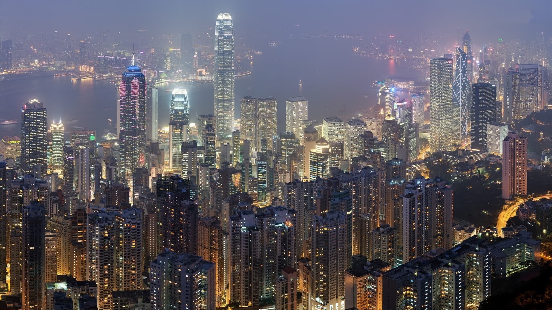 cityscape, building exterior, architecture, Hong Kong, outdoors, office building exterior, night, residential district, sky, China, city, skyscraper, urban skyline, HD Wallpaper