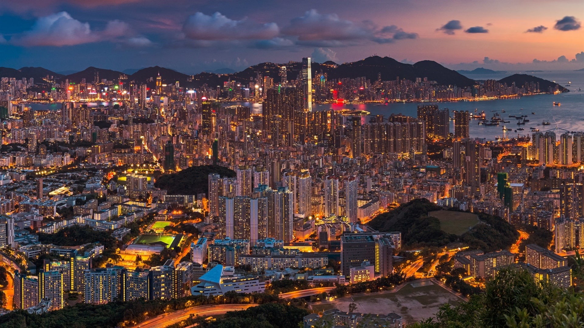 Night, Beautiful, Lights, City, China, kong, Buildings, HongKong, 1080P, hong, HD Wallpaper