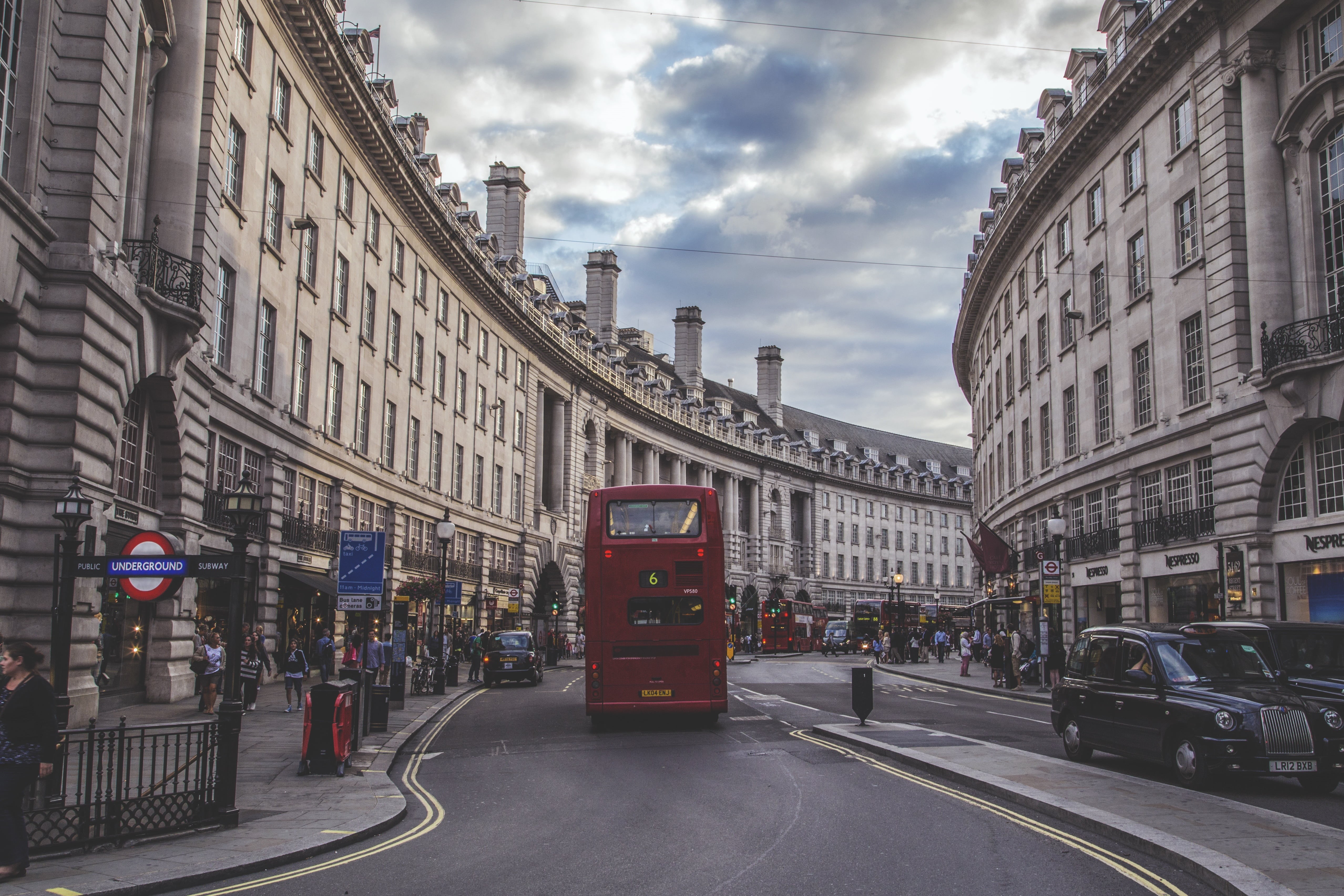 buildings, red, regent, kingdom, england, british, bus, united, english, sky, architecture, transportation, regent street, mode of transportation, britain, HD Wallpaper