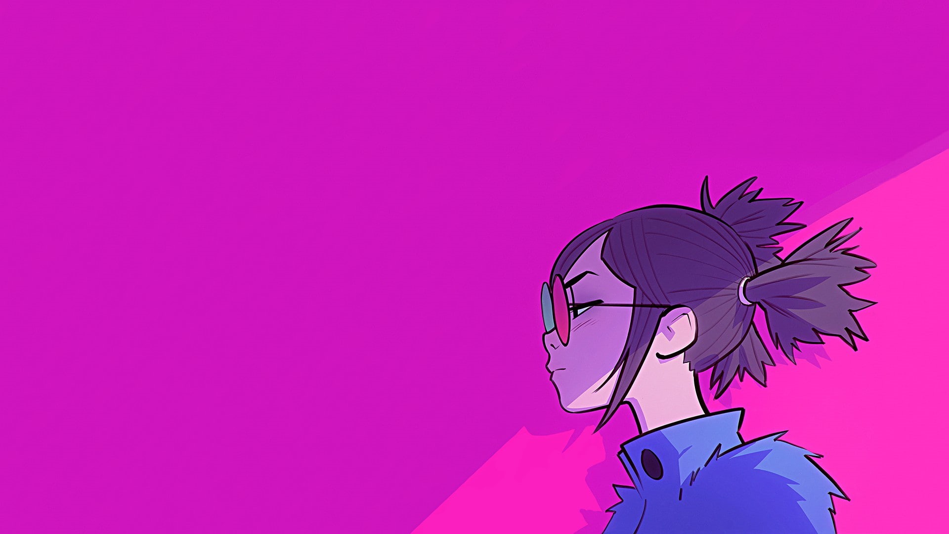 Simple Background, Noodle, music, Ilya Kuvshinov, love, Pink, 1080P, Women With Glasses, Gorillaz, HD Wallpaper