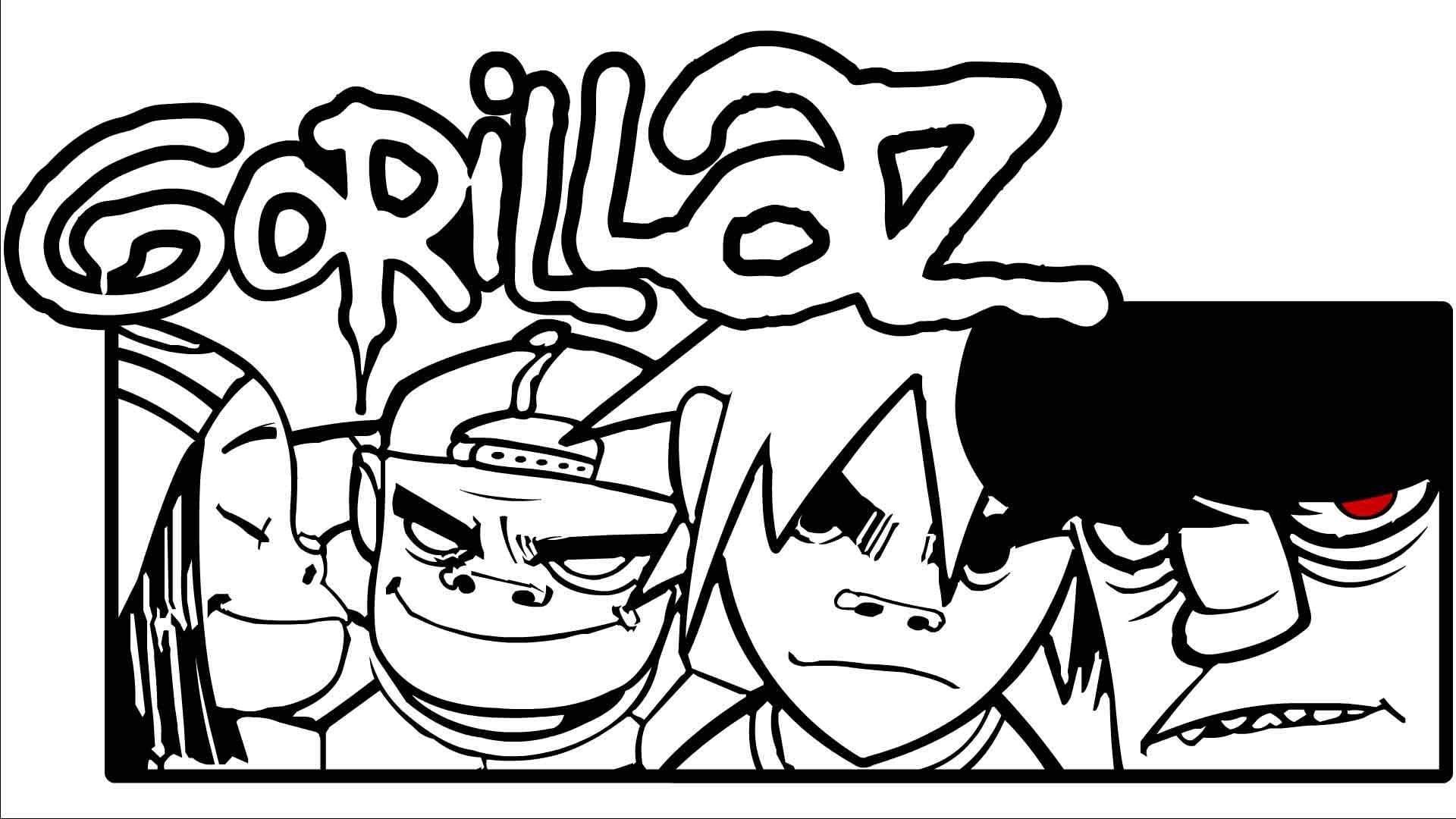 drawing - art product, Gorillaz, music, line art, 2-D, Russel Hobbs, studio shot, art and craft, band, 1080P, lifestyles, wall, clip, Murdoc Niccals, art, HD Wallpaper