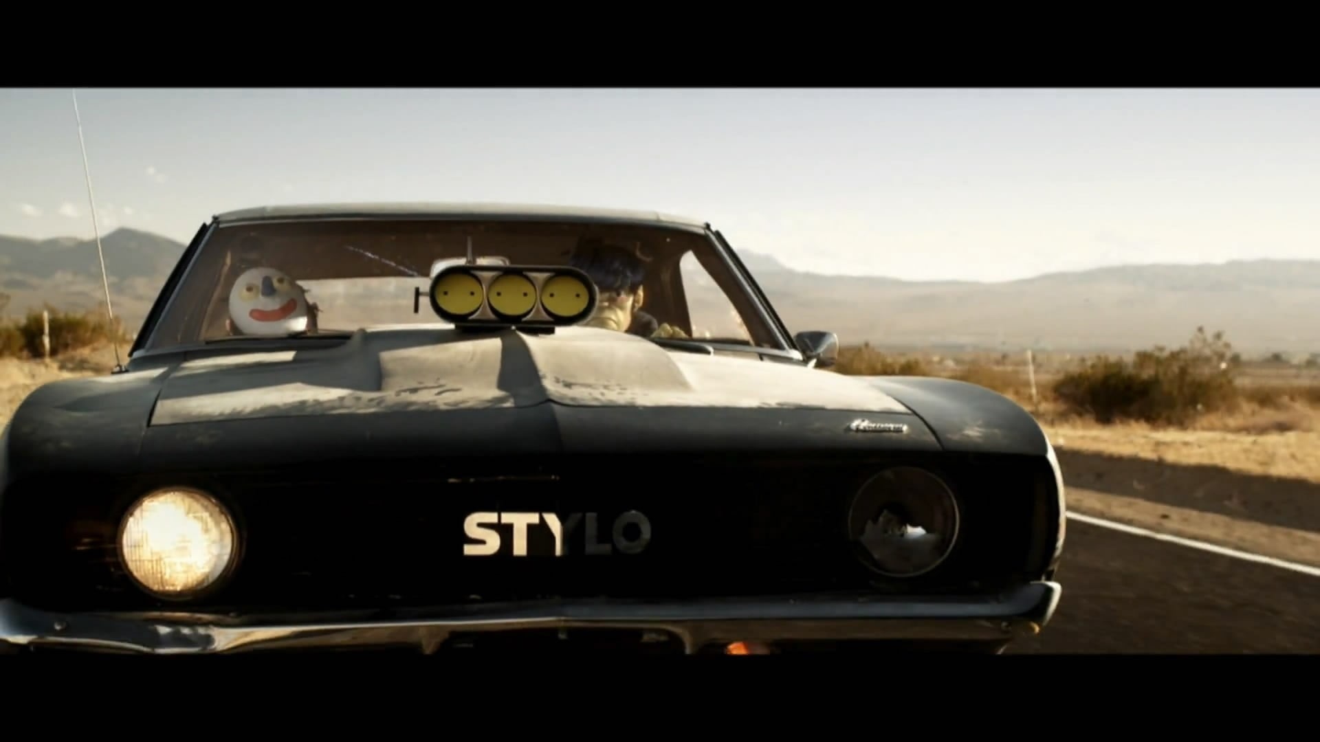 day, motor vehicle, car, travel, Murdoc Niccals, landscape, text, Gorillaz, sky, focus on foreground, 2-D, close-up, outdoors, transportation, 1080P, transparent, HD Wallpaper