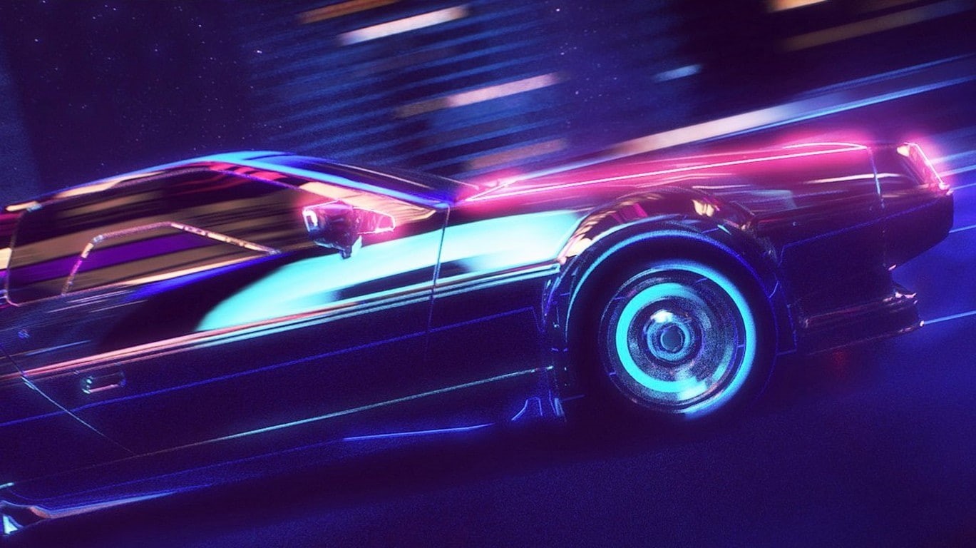 car, neon, DeLorean, synthwave, 720P, 1980s, New Retro Wave, retro games, HD Wallpaper