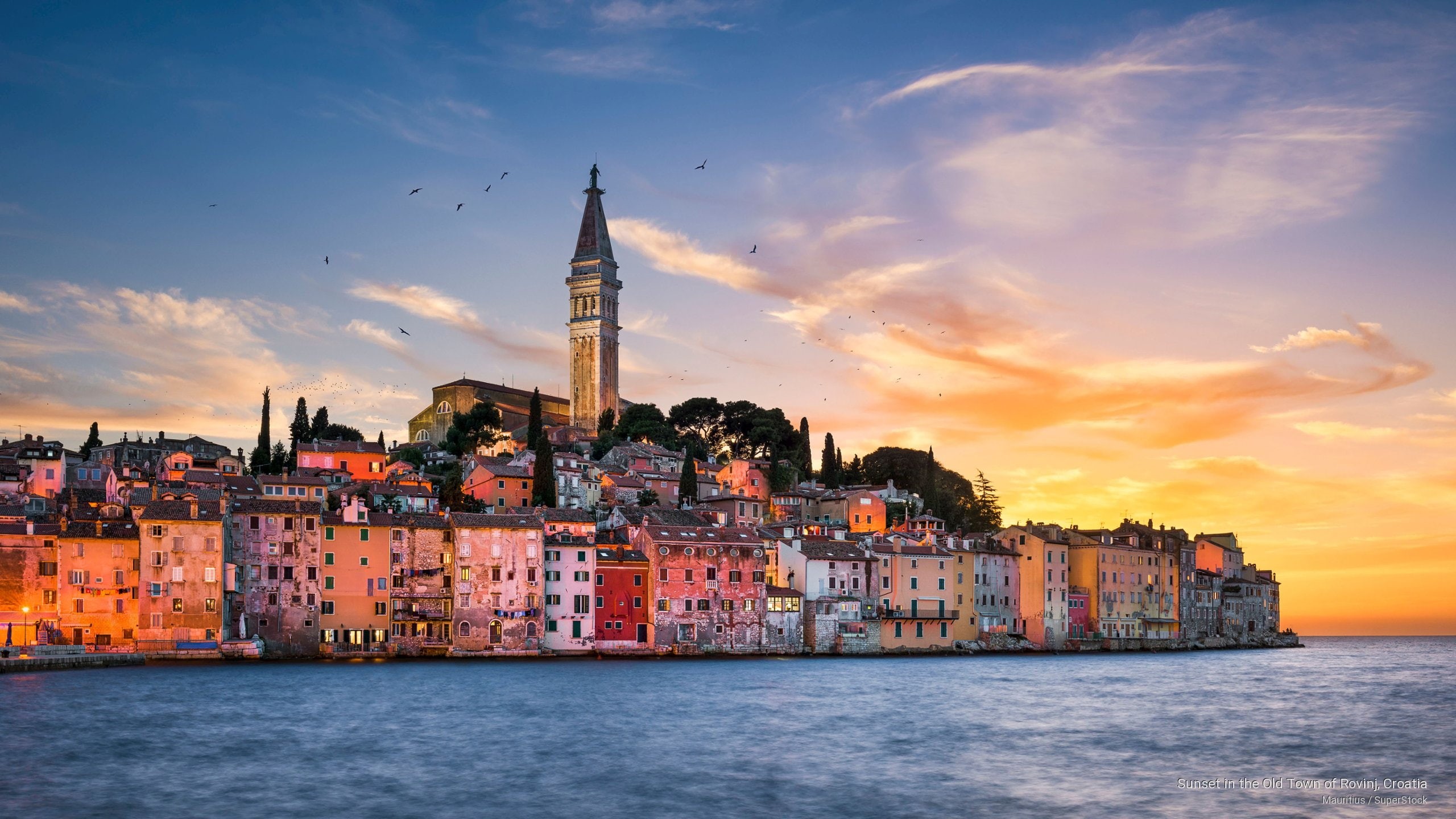 Europe, 2K, town, sunset, old, rovinj, croatia, HD Wallpaper