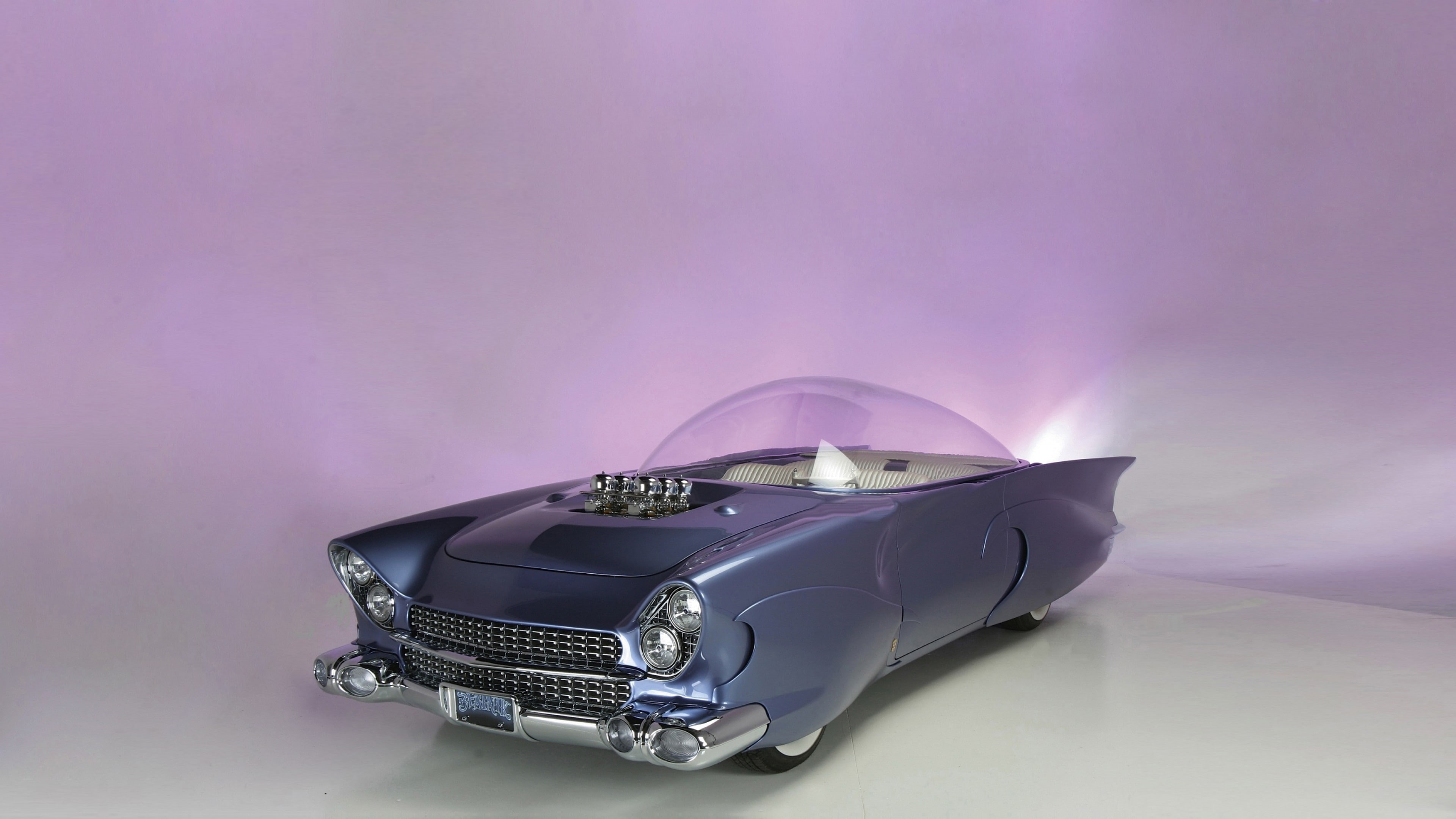 blue, Ford " Beatnik" Bubbletop Custom, scale, muscle, black, retrofuture, model, 4K, coupe, future, convertible, 1955, HD Wallpaper