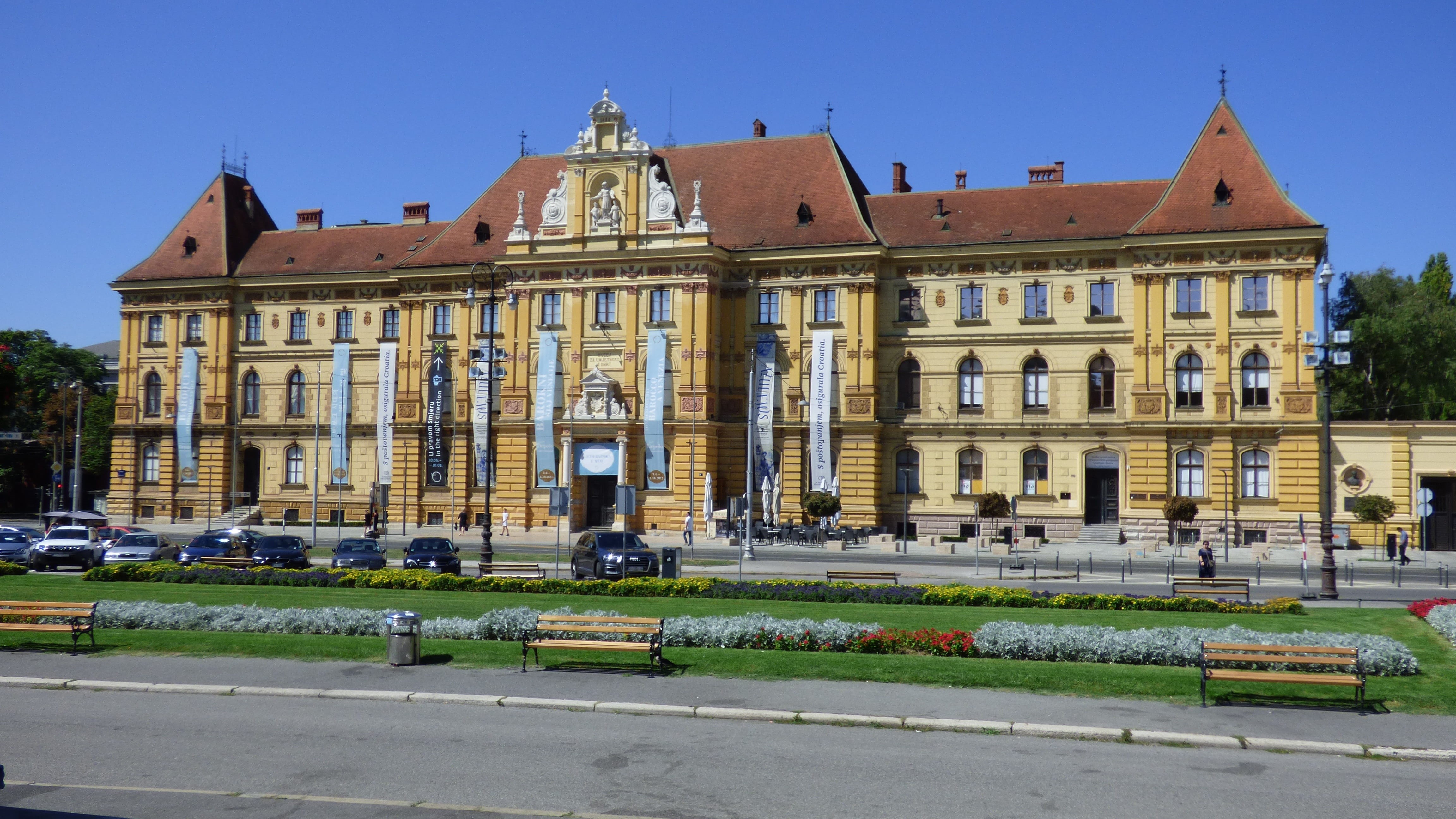 travel, building, city, mode of transportation, zagreb, art, architecture, road, motor vehicle, crafts, building exterior, no people, government, street, HD Wallpaper