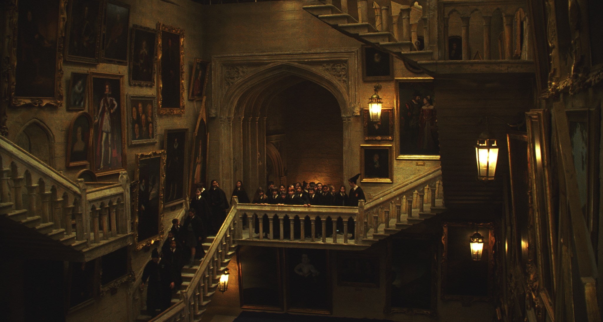 architecture, lifestyles, night, built structure, harry potter  pack 1080p hd, staircase, city, ceiling, 1080P, people, railing, lighting equipment, religion, HD Wallpaper