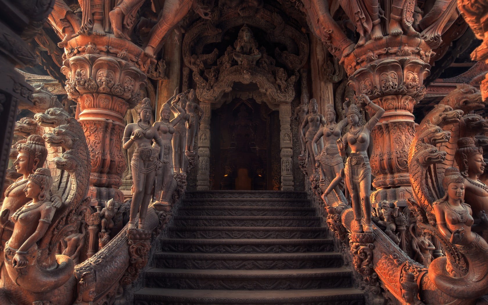 the past, 720P, no people, stair, spirituality, ceiling, craft, place of worship, women, India, art and craft, carving - craft product, representation, HD Wallpaper