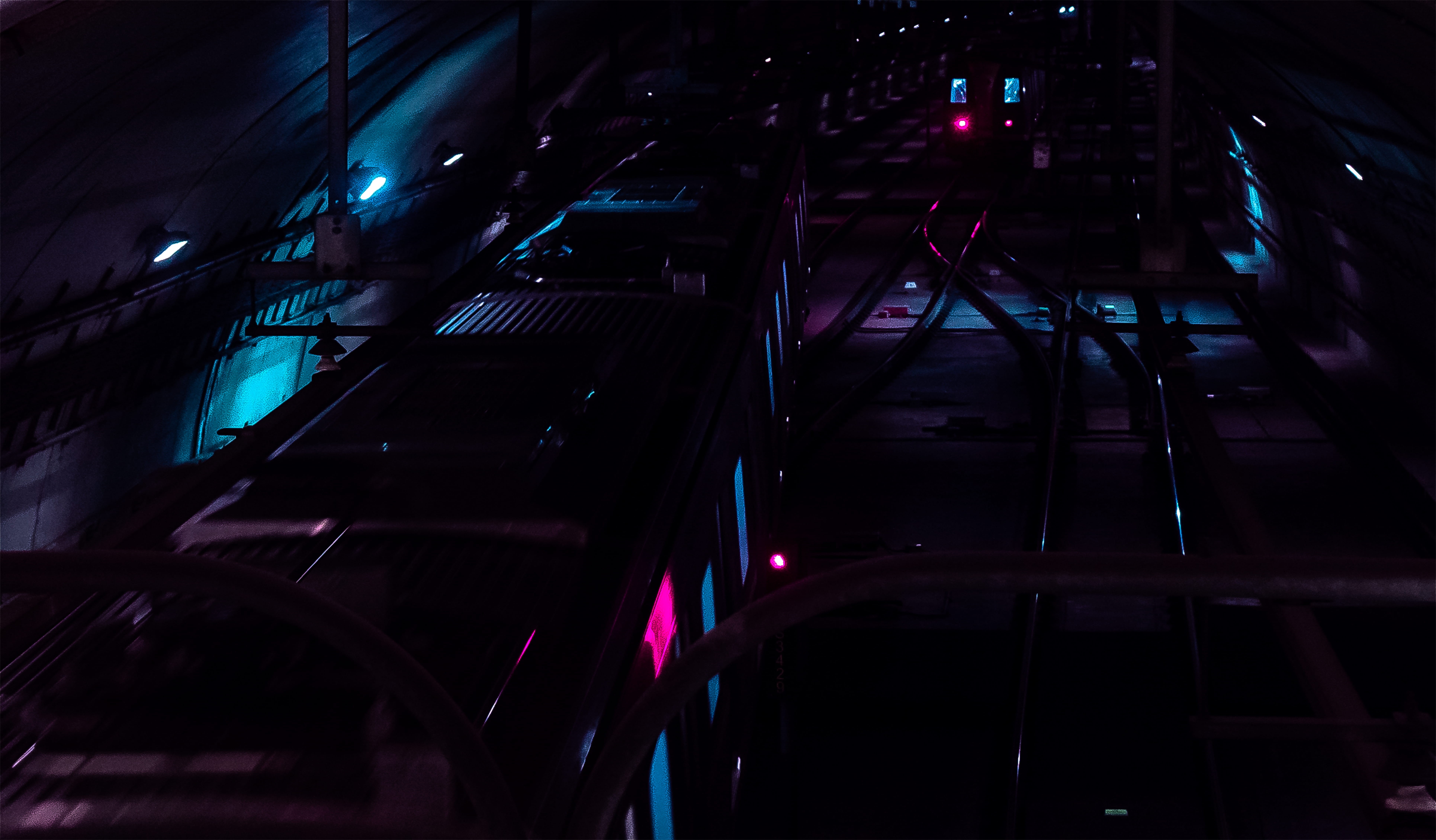 autumn, building, staircase, illuminated, low angle view, dark, transportation, creepy, blue, architecture, lighting equipment, cyan, nightlife, built structure, HD Wallpaper