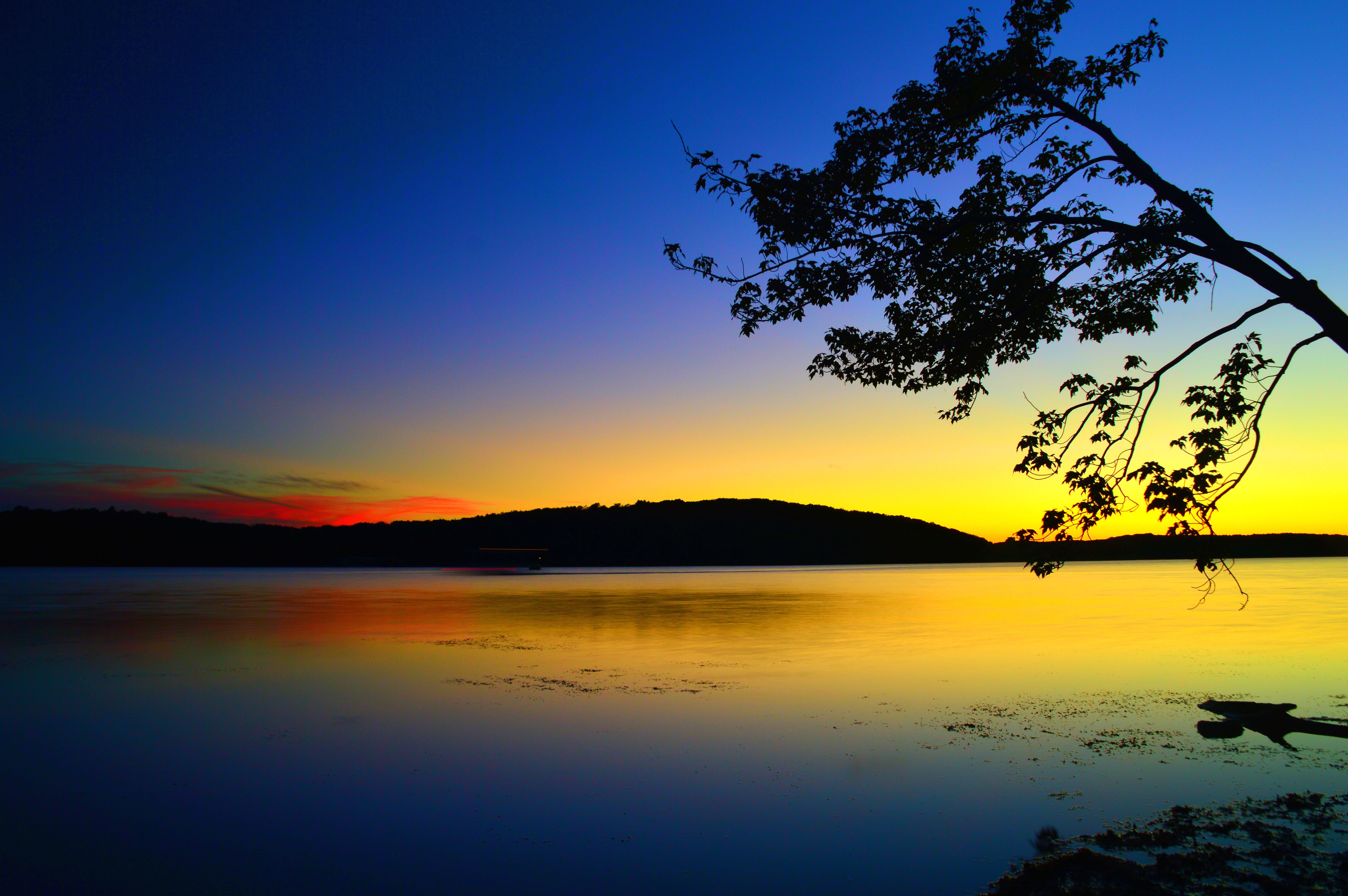 dusk, mountain, golden hour, photography, glow, lake, sunset, panoramic, nature, LOVE, scenics, Yellow, sky, tranquil Scene, outdoors, twilight, silhouette, HD Wallpaper