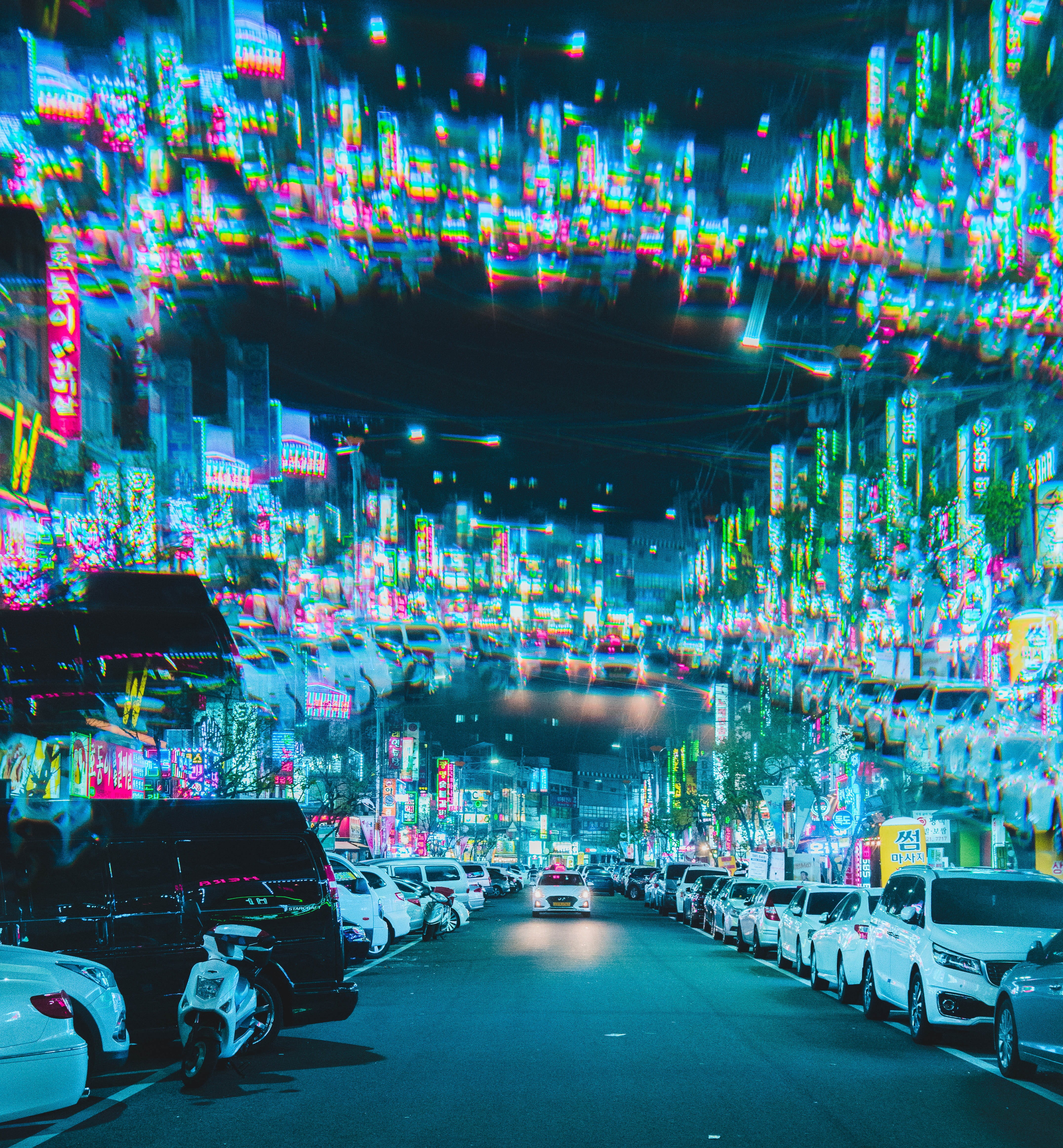 motion, neon, street, experimental, evening, people, glowing, parked, korea, motor vehicle, group of people, lifestyles, road, urban, untitled, 4K, abstract, Phone HD Wallpaper