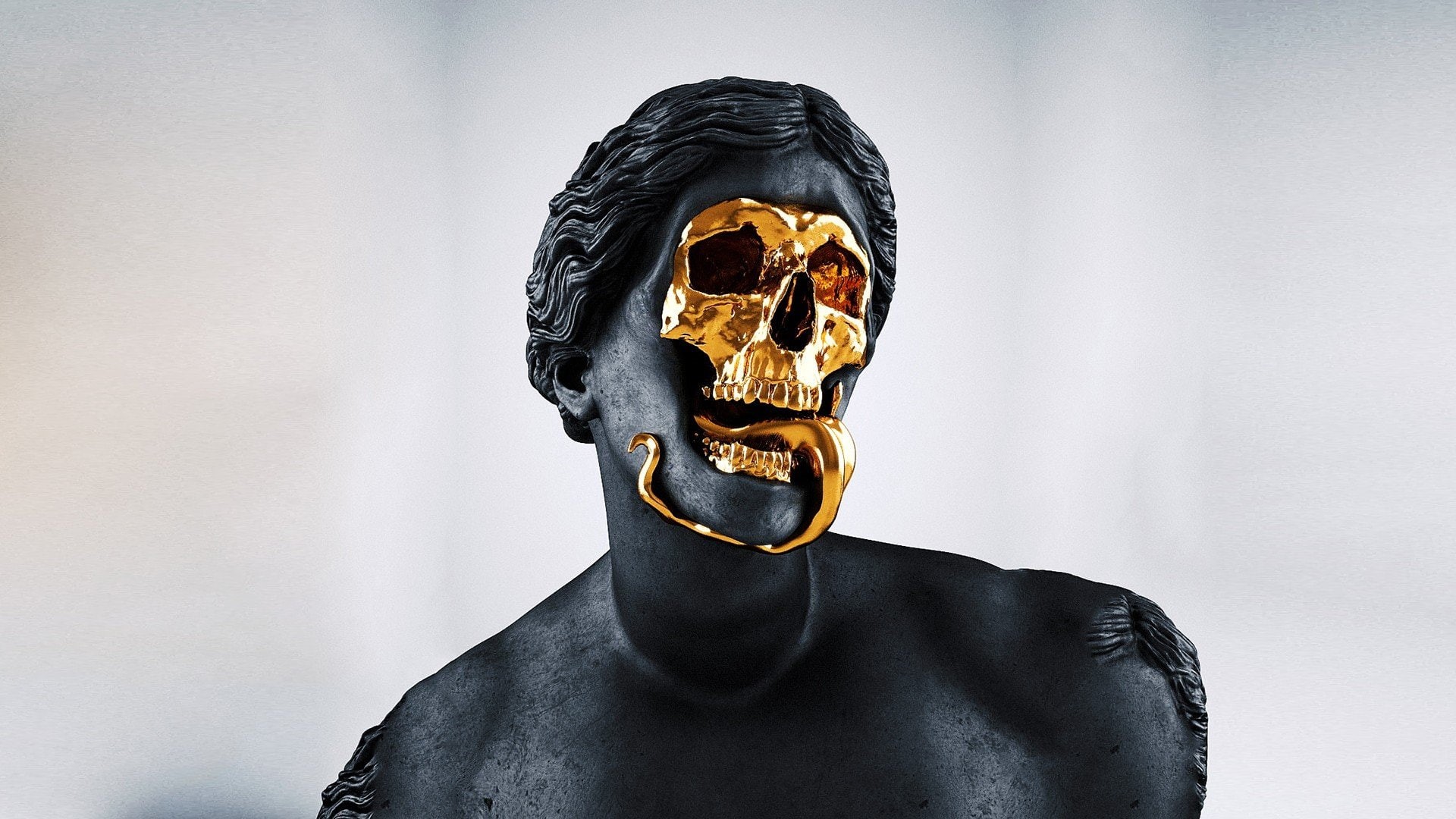 skull, Greek, gold, Roman, Statue, 1080P, sculpture, HD Wallpaper