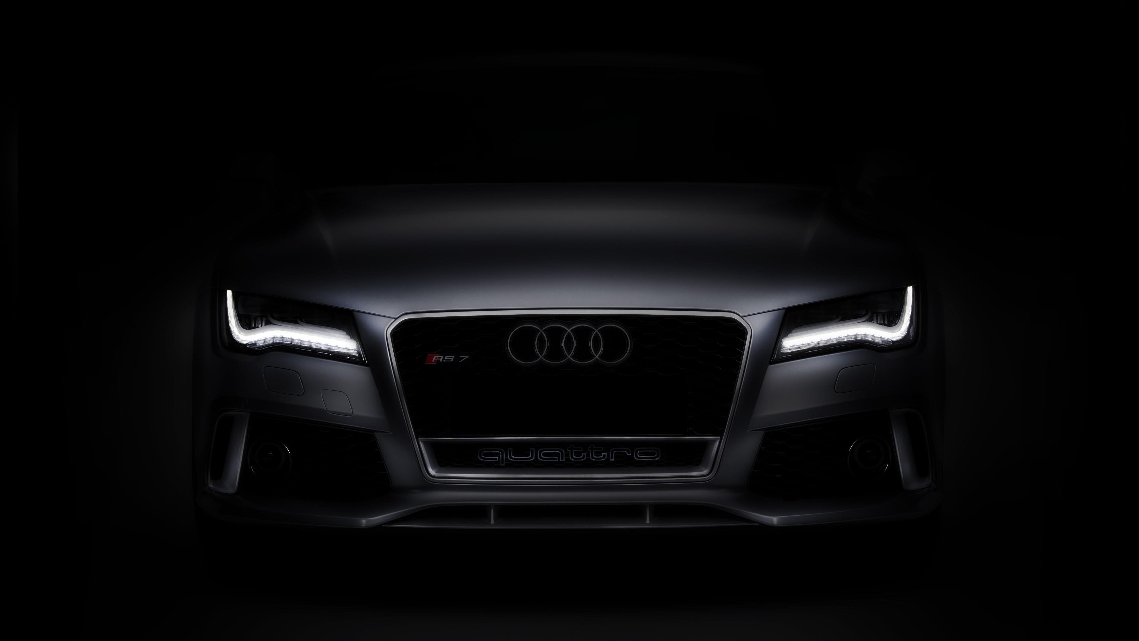 4K, audi, black car, rs7, HD Wallpaper