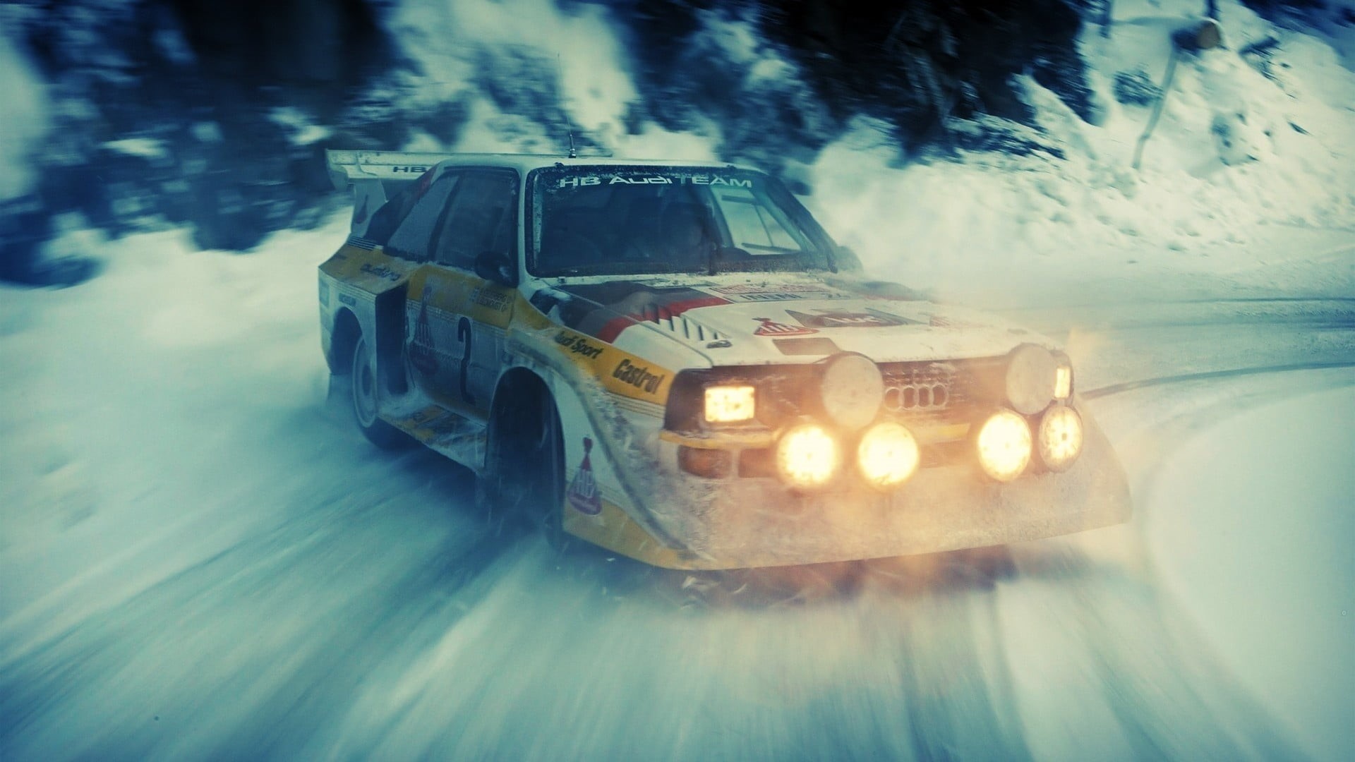 white, motion, nature, rally cars, car, Audi, 1080P, outdoors, selective focus, stock, motor vehicle, sunlight, road, snow, mode of transportation, headlight, HD Wallpaper