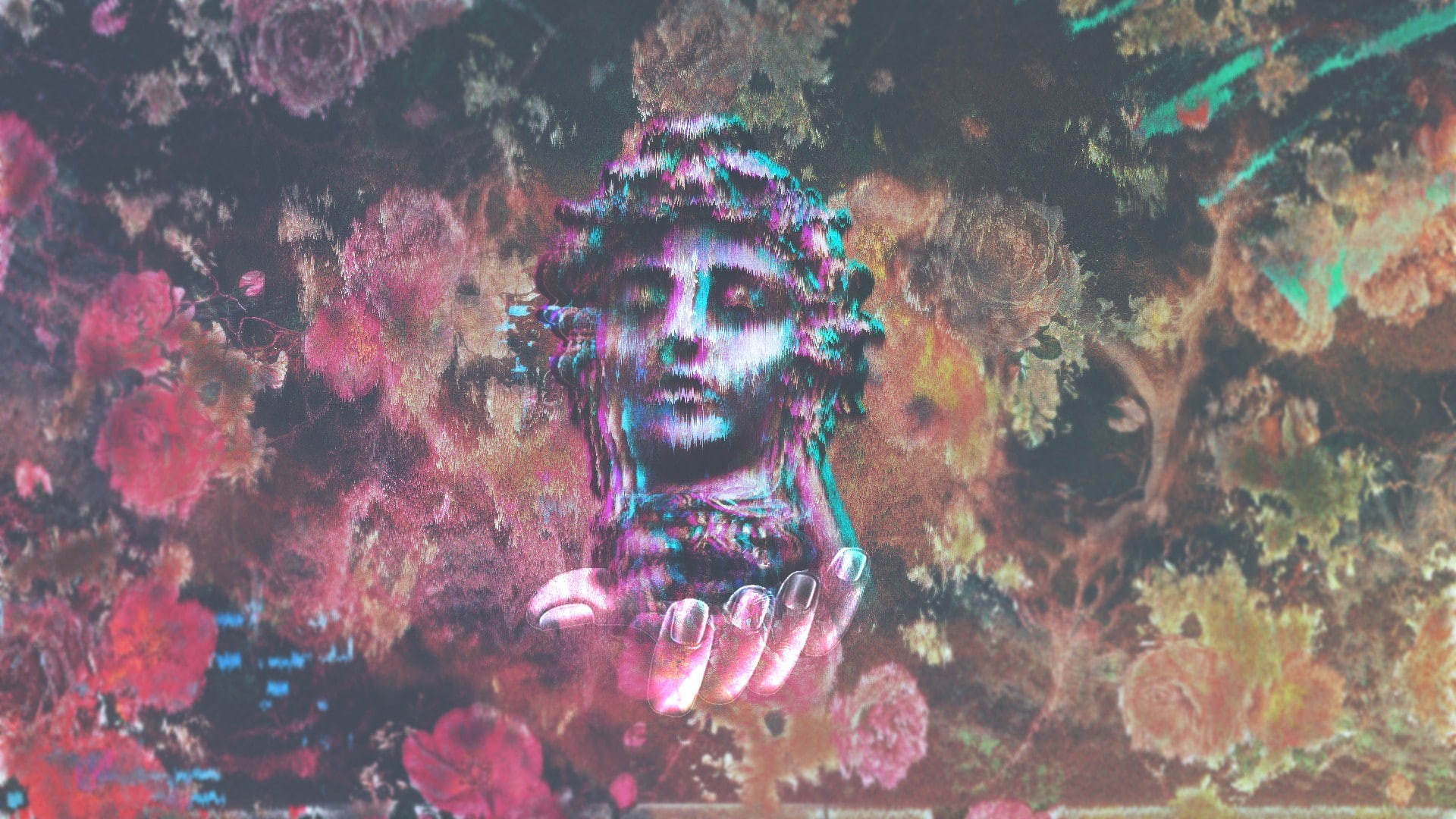 Julius Caesar, vaporwave, 1080P, Statue, vintage, Retro style, Caesar, HD Wallpaper