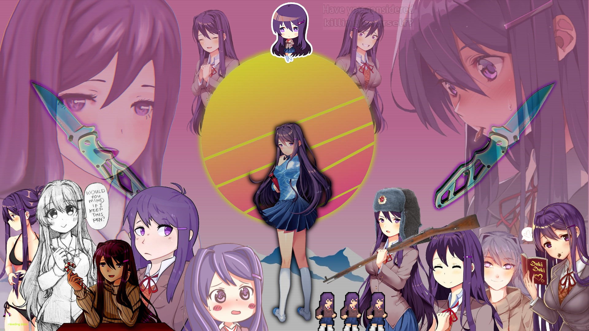 Video Game, Vaporwave, Yuri (Doki Doki Literature Club!), Doki Doki Literature Club!, 1080P, Aesthetic, HD Wallpaper