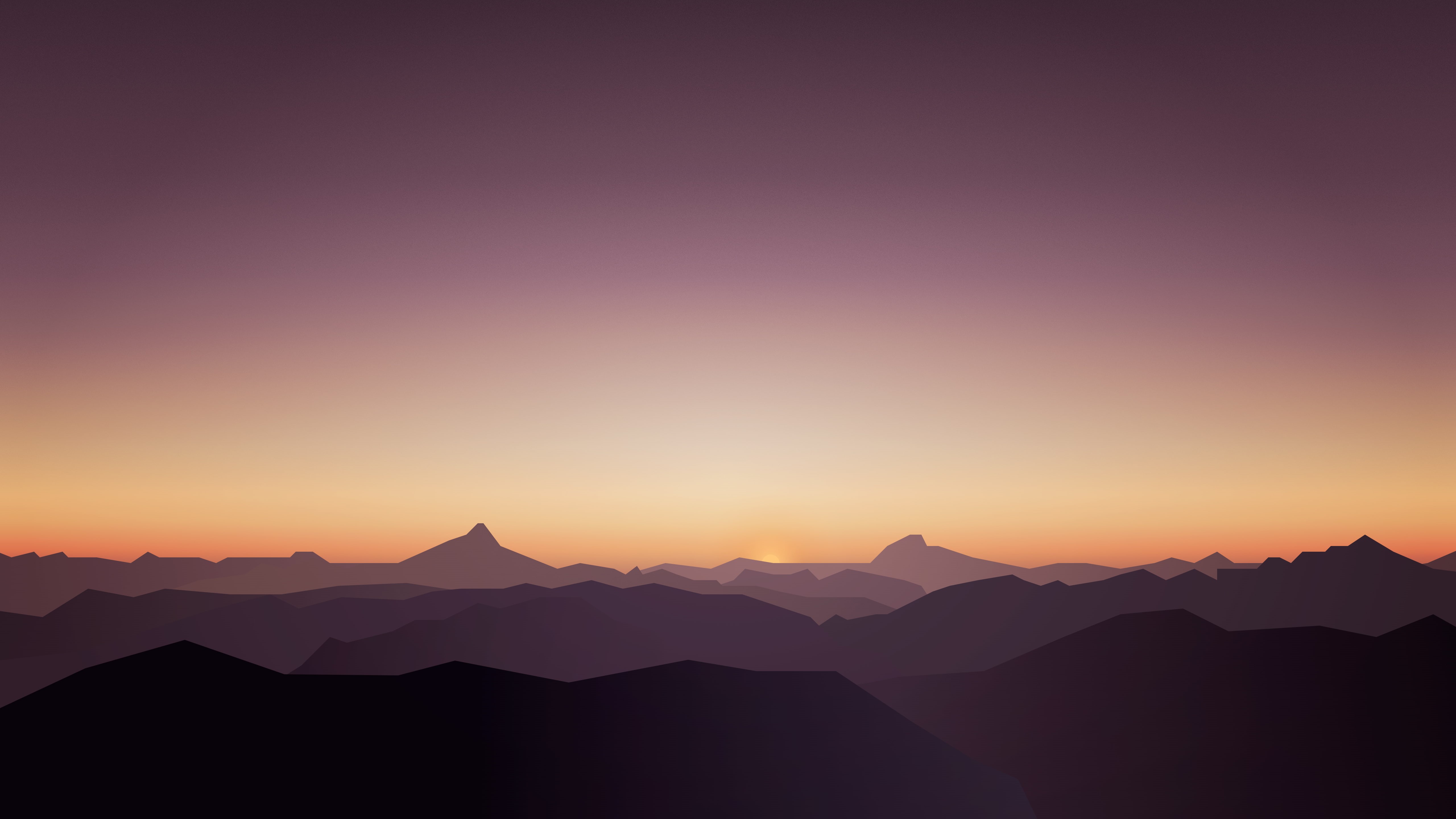 Silent, 5K, 5K, Sunset, Minimal, Mountains, HD Wallpaper