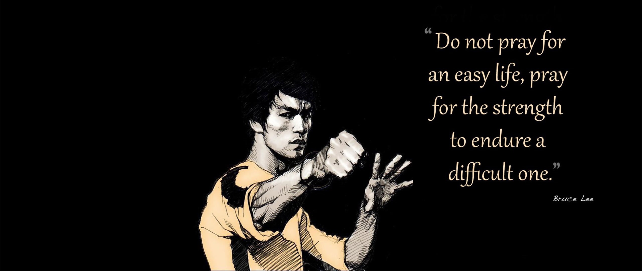 studio shot, one person, Bruce Lee, lee, indoors, text, western script, young men, looking at camera, real people, 2K, portrait, waist up, standing, ultra-wide, HD Wallpaper