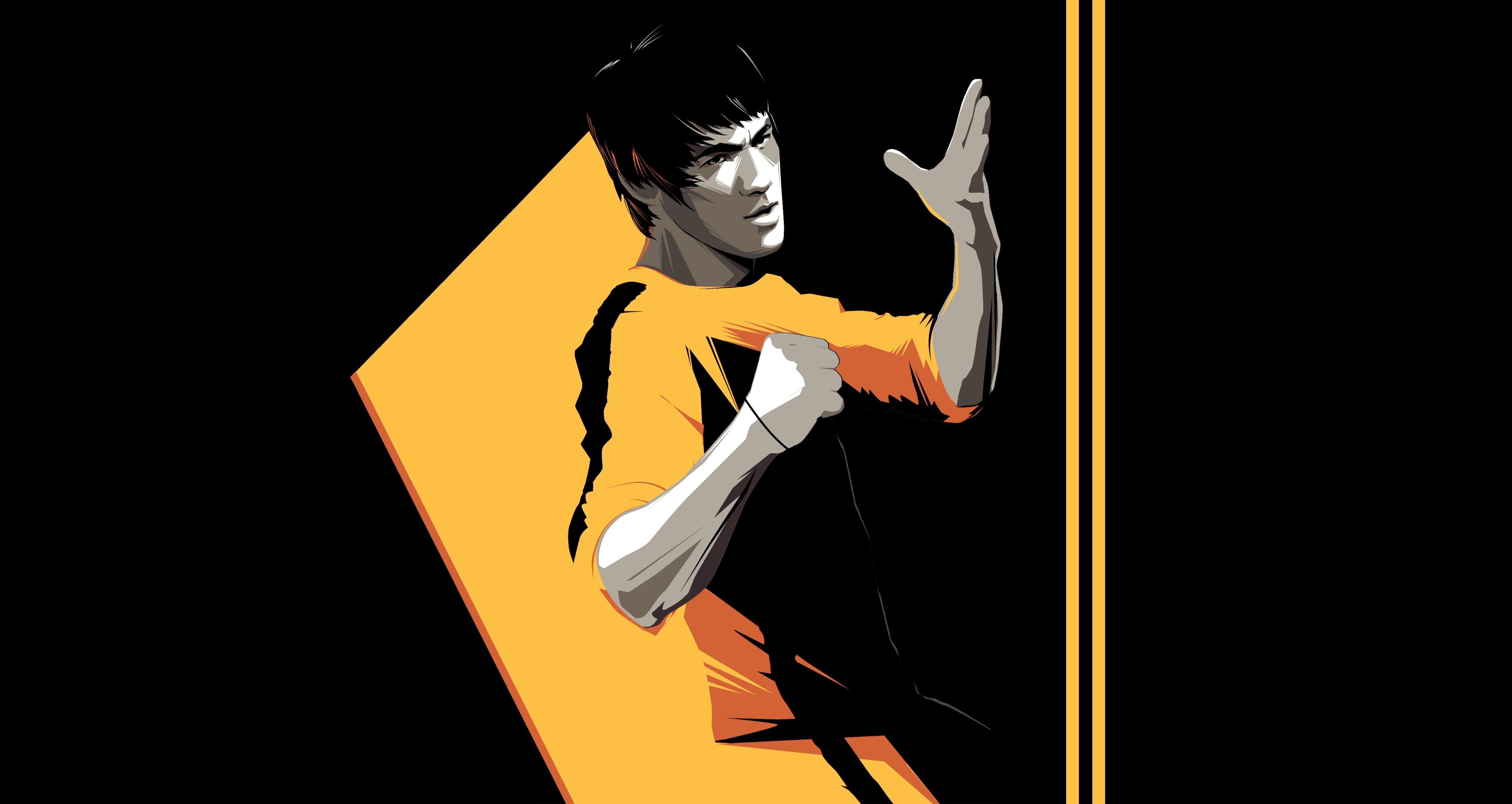 Bruce Lee, artwork, 4K, men, HD Wallpaper