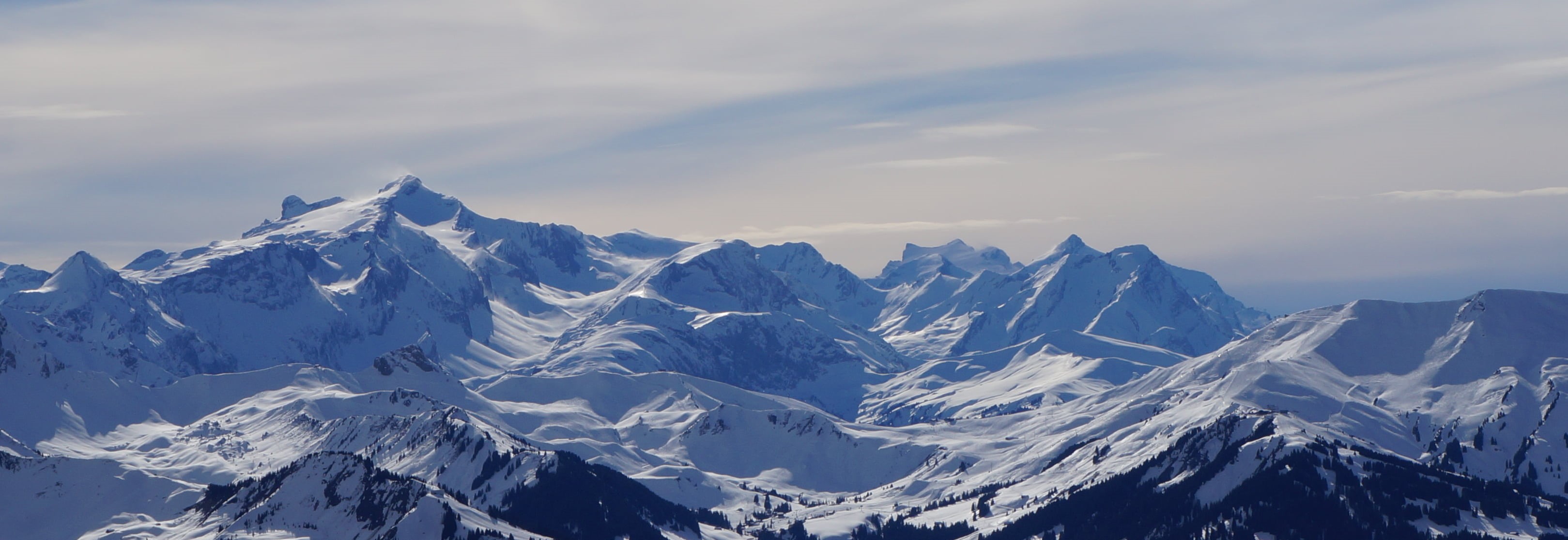mountain top, nature, 2K, landscape, snowy mountain, snow, dual monitors, mountains, HD Wallpaper
