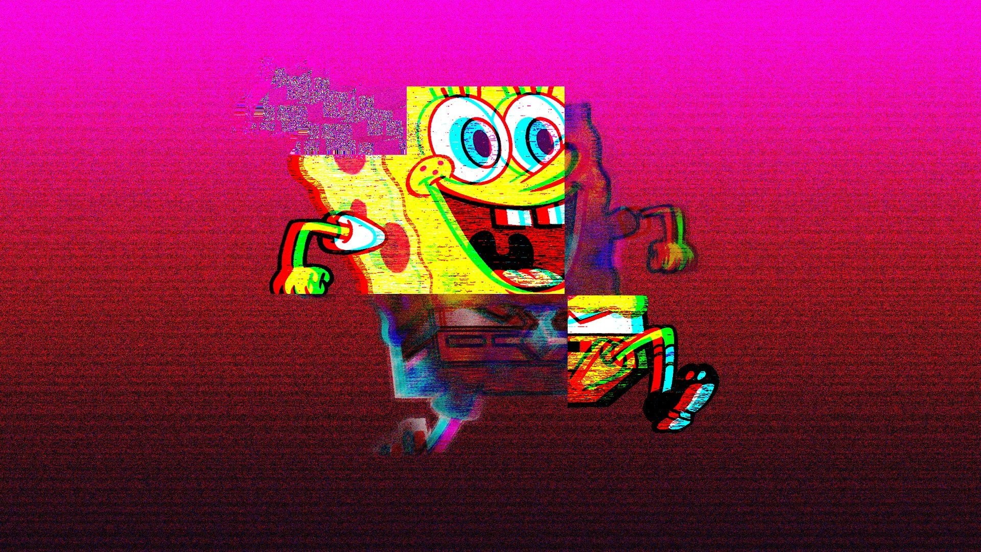 Spongebob, VHS, 1080P, Run, vaporwave, Squarepants, HD Wallpaper
