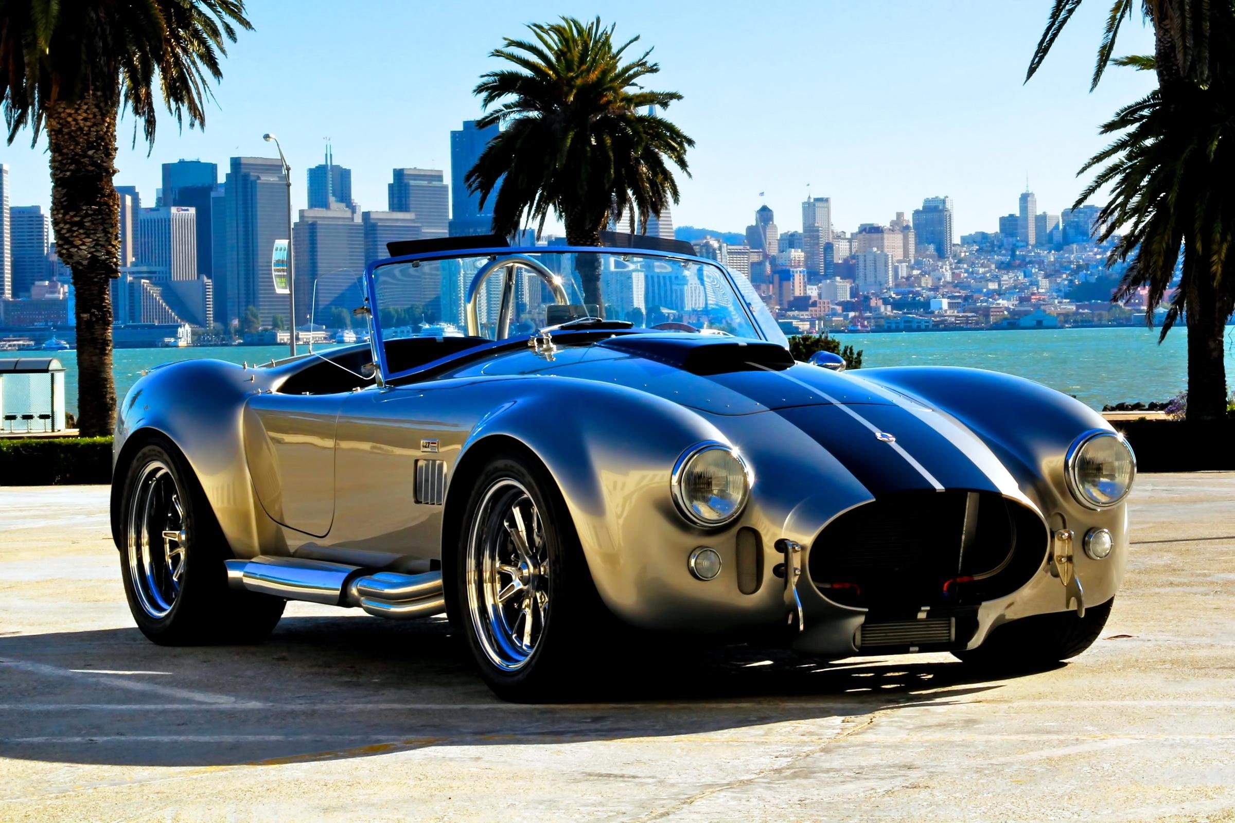 shelby, vintage, gray, sports, corvertible, blue, super, ac, cars, cobra, antique, classic, 1080P, convertible, HD Wallpaper