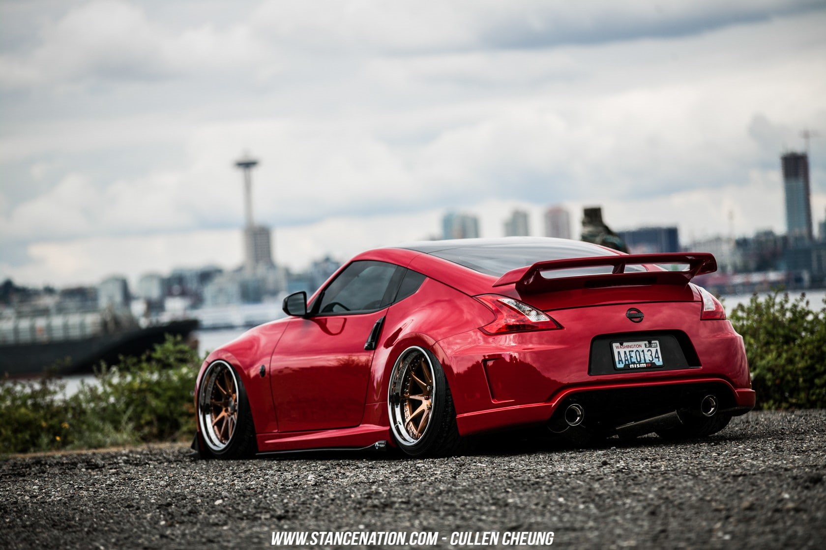 red, cloud - sky, wheel, mode of transportation, retro styled, day, outdoors, sky, luxury, focus on foreground, city, Stanceworks, red cars, 720P, Stance, HD Wallpaper