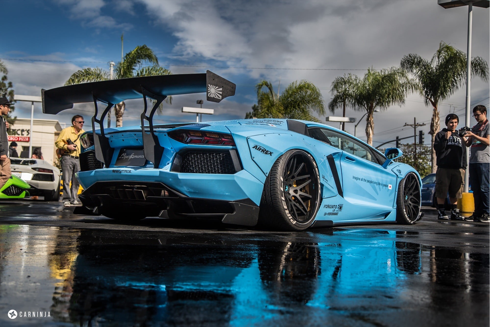 blue cars, blue, real people, coupe, transportation, Lamborghini, Lamborghini Aventador, land vehicle, 1080P, standing, day, cloud - sky, motor vehicle, HD Wallpaper