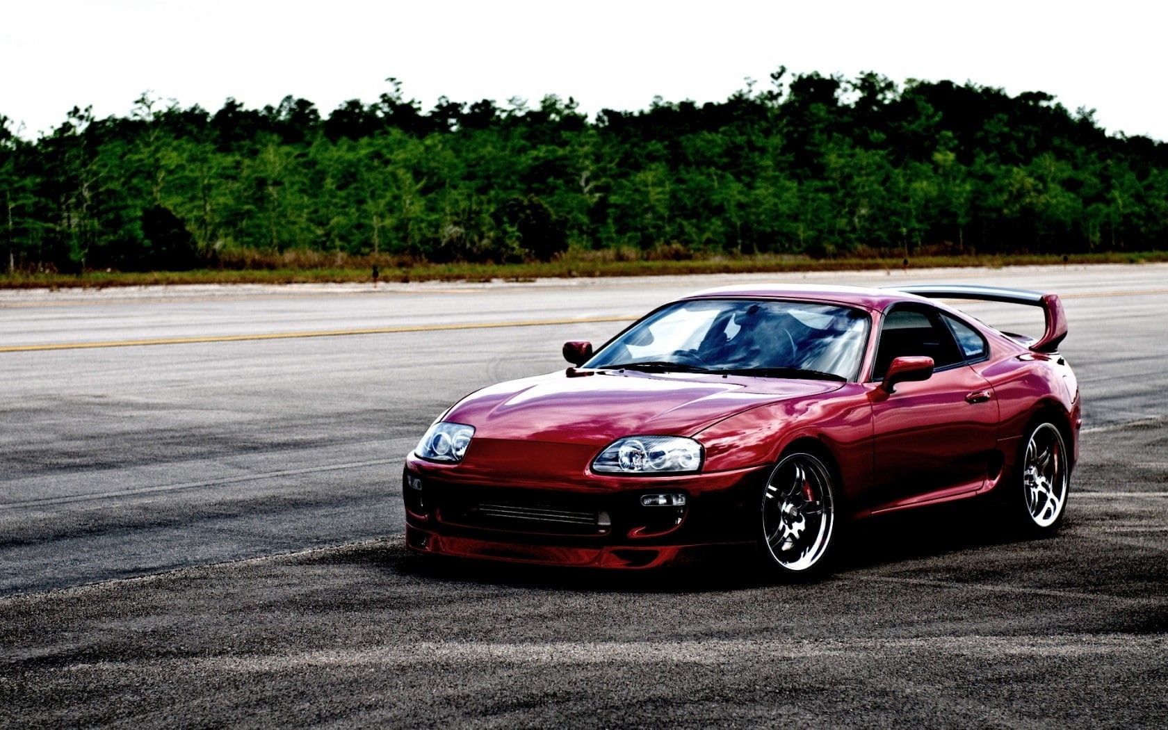 JDM, retro styled, plant, land vehicle, motor vehicle, sky, Toyota Supra, growth, travel, day, mode of transportation, red, 720P, nature, transportation, HD Wallpaper