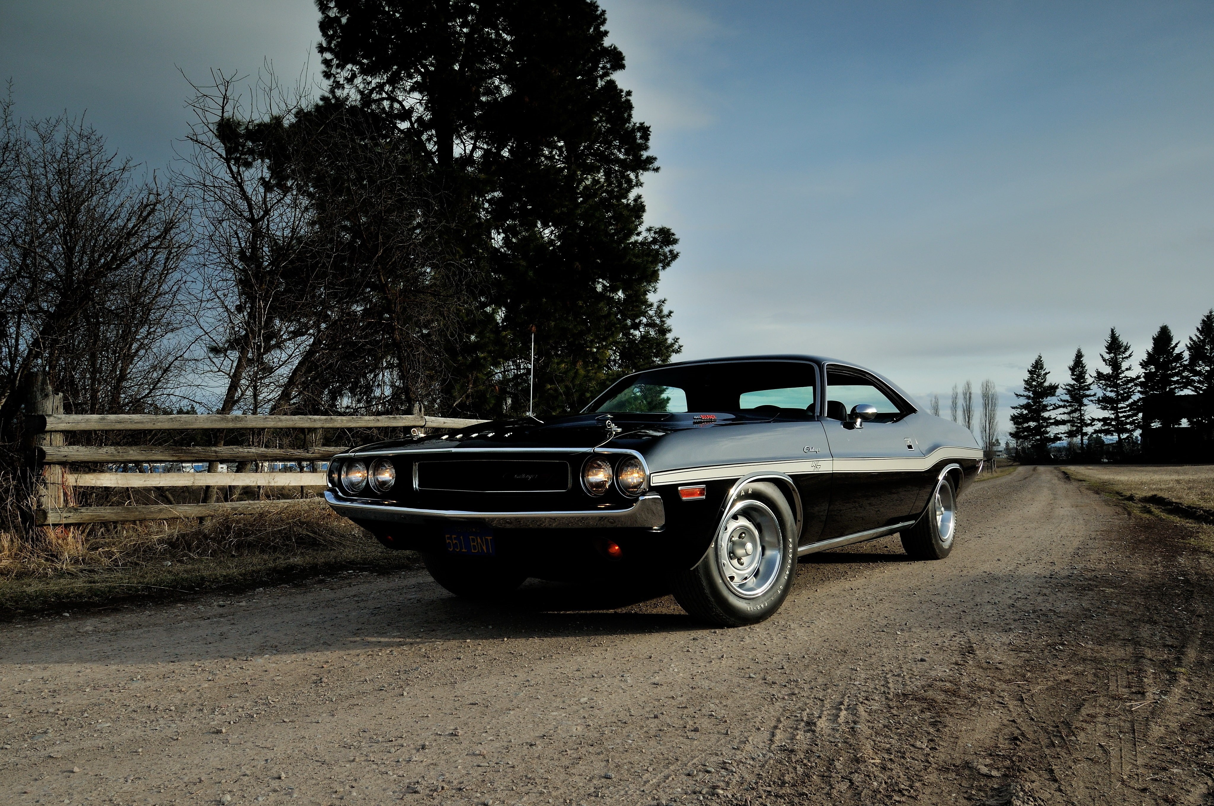 city, 1970, mode of transportation, Six Pack, architecture, road, R/T 440, tree, stationary, street, Dodge, transportation, day, Challenger, nature, 4K, HD Wallpaper