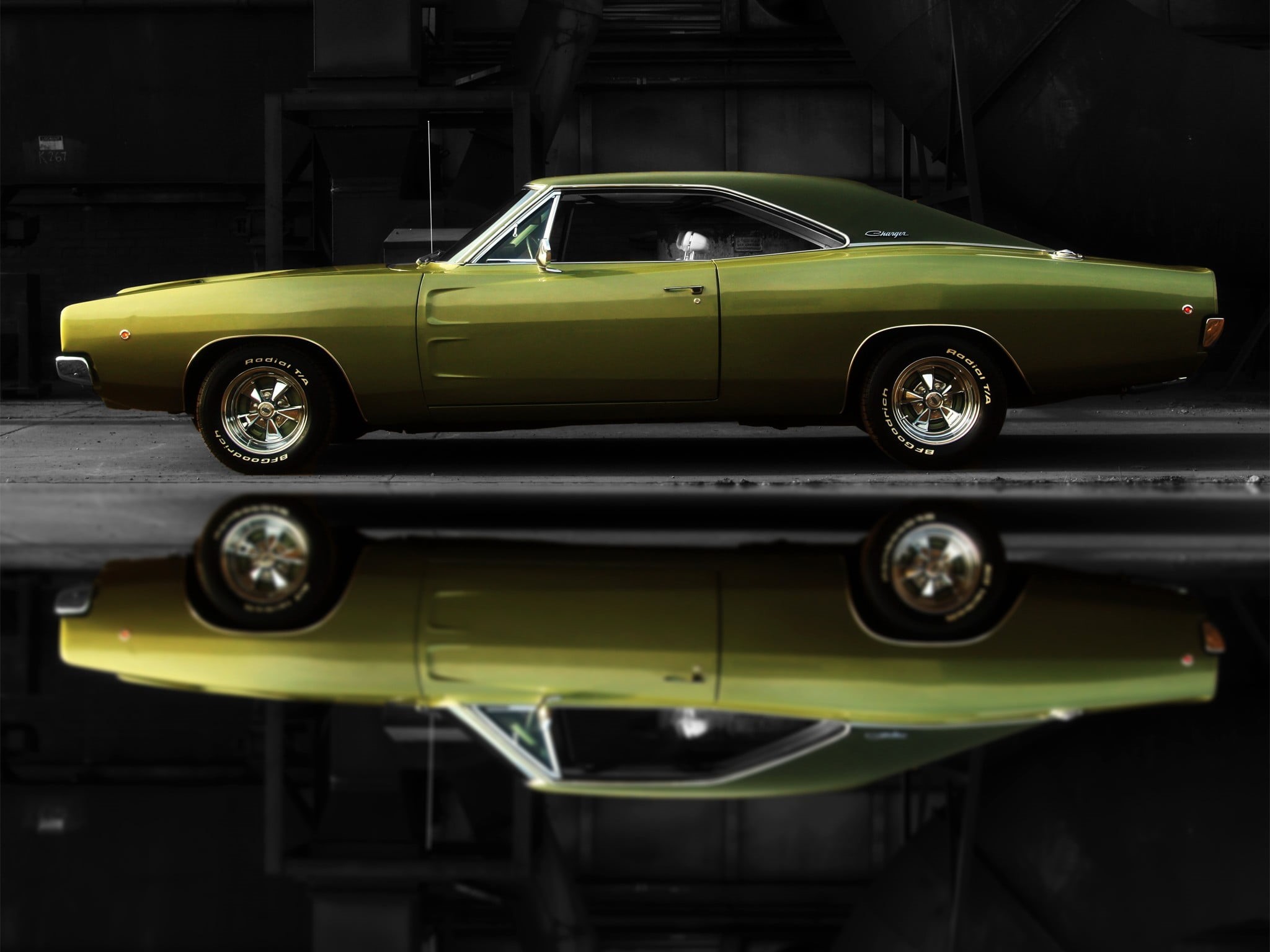 indoors, luxury, motor vehicle, Dodge, Dodge Charger, vintage car, stationary, retro styled, mode of transportation, muscle cars, no people, coupe, city, HD Wallpaper