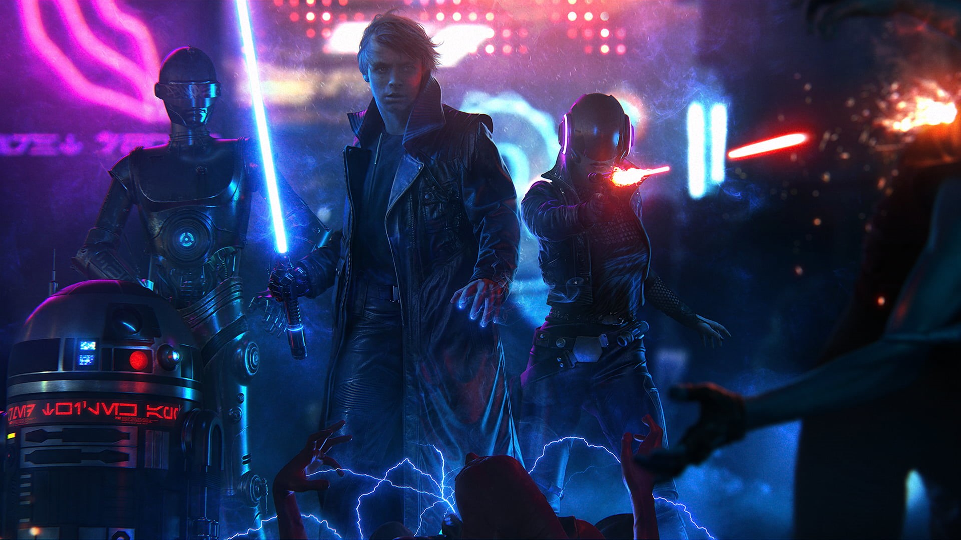 arts culture and entertainment, standing, lightsaber, men, nightclub, music, digital, lighting equipment, performance, male, concert, group of people, singing, HD Wallpaper