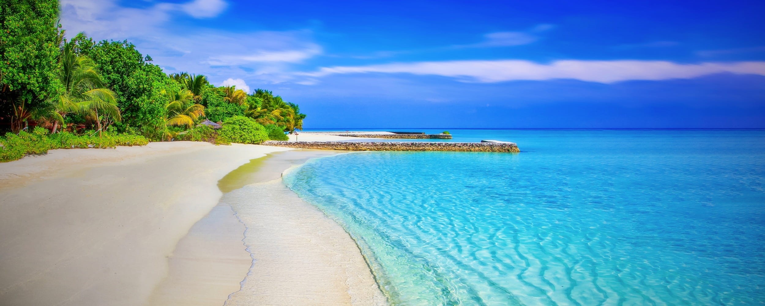 outdoors, seashore, land, vacation, tahiti, travel destinations, beauty in nature, cloud - sky, exotic, tree, tropical climate, palm trees, scenics - nature, HD Wallpaper