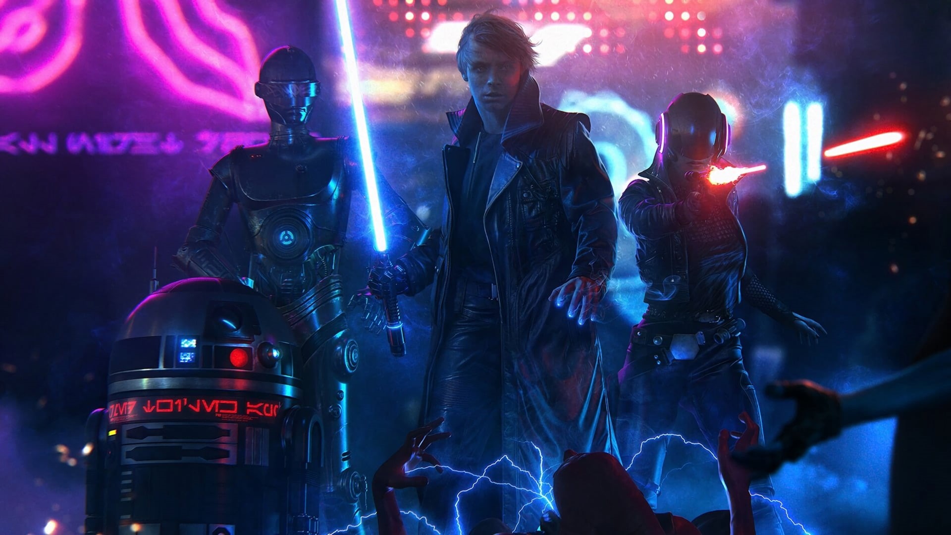 full length, stage, enjoyment, people, young adult, nightlife, arts culture and entertainment, cyberpunk, rock music, adult, digital, concert, Star Wars, HD Wallpaper