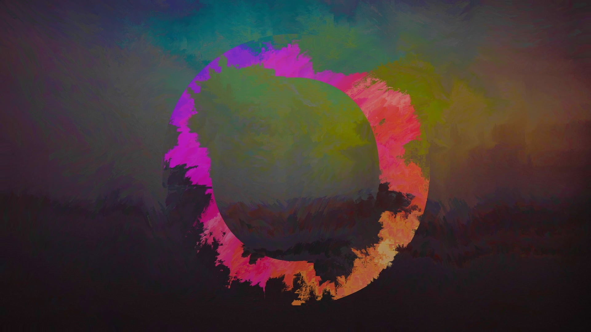 glitch art, pink color, tranquility, shape, geometric shape, no people, digital composite, painting, 1080P, art and craft, multi colored, water, beauty in nature, HD Wallpaper